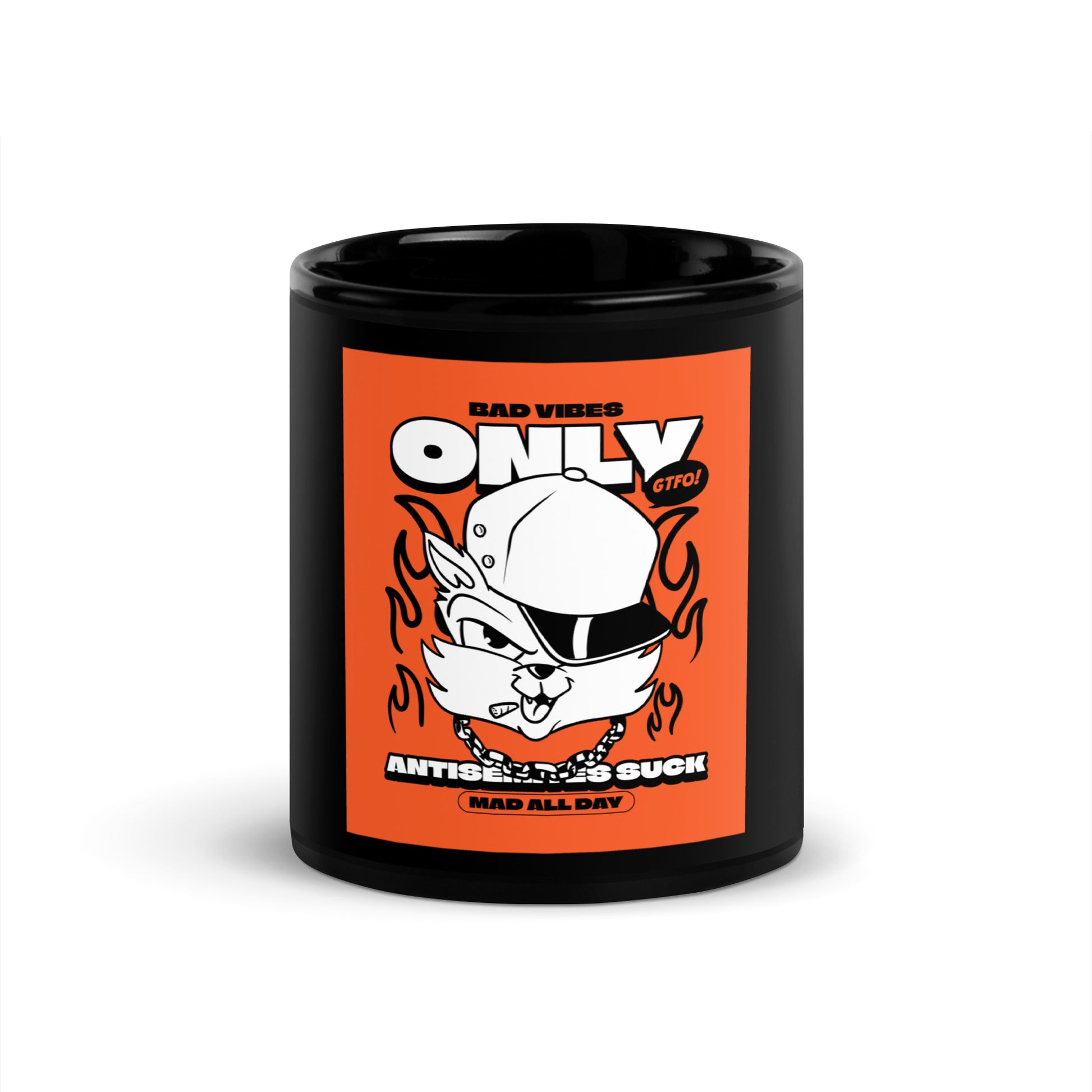 Streetart Graffiti Cartoon | Antisemitism | Black Glossy Mug