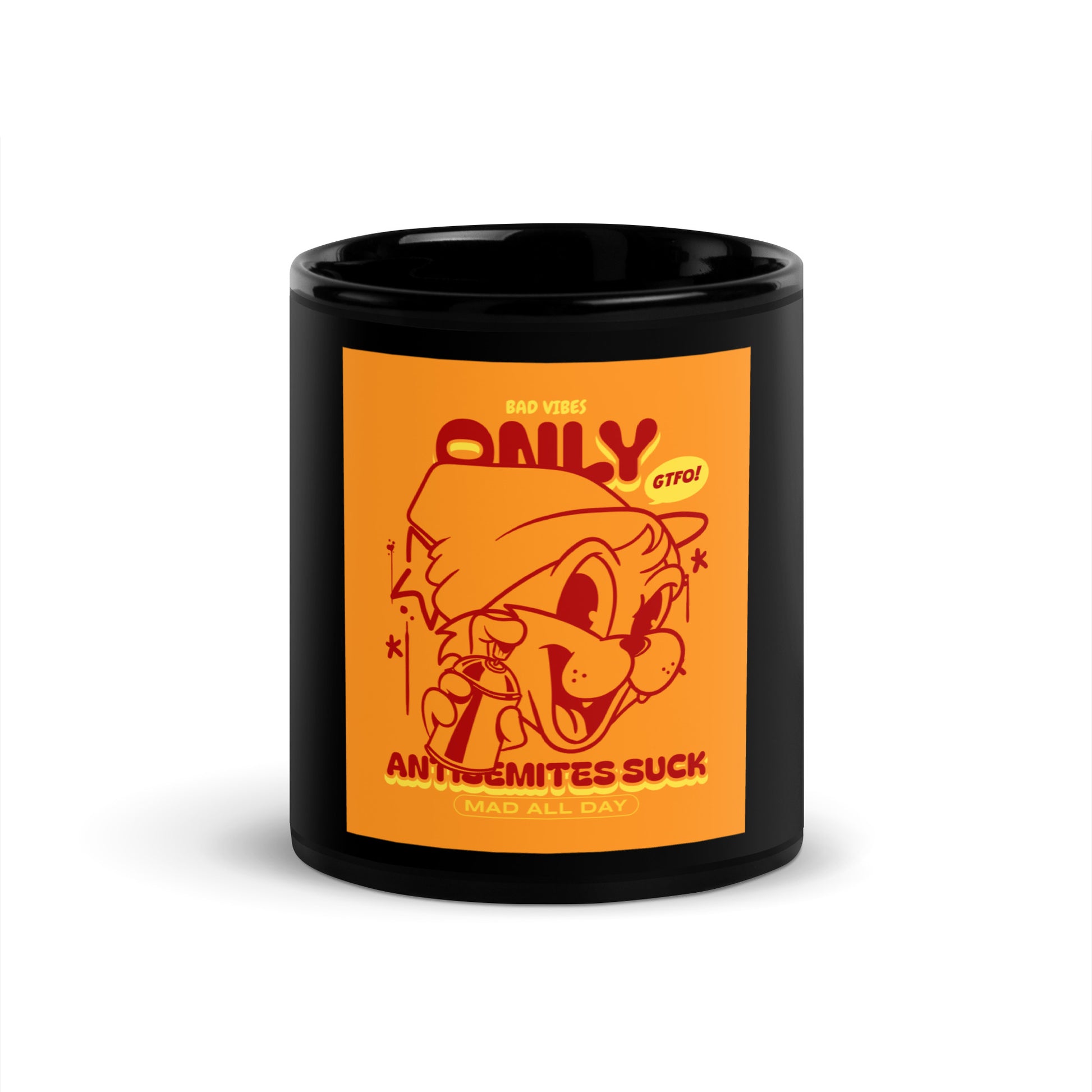 Streetart Graffiti Cartoon | Antisemitism | Black Glossy Mug
