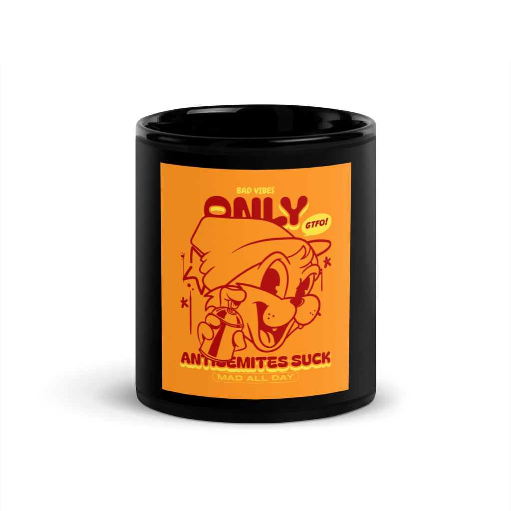 Streetart Graffiti Cartoon | Antisemitism | Black Glossy Mug