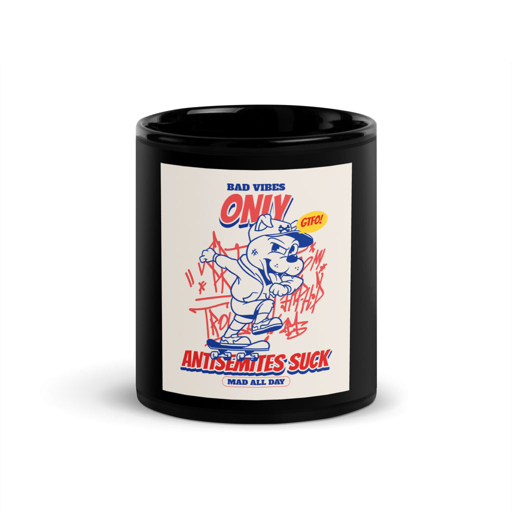 Streetart Graffiti Cartoon | Antisemitism | Black Glossy Mug