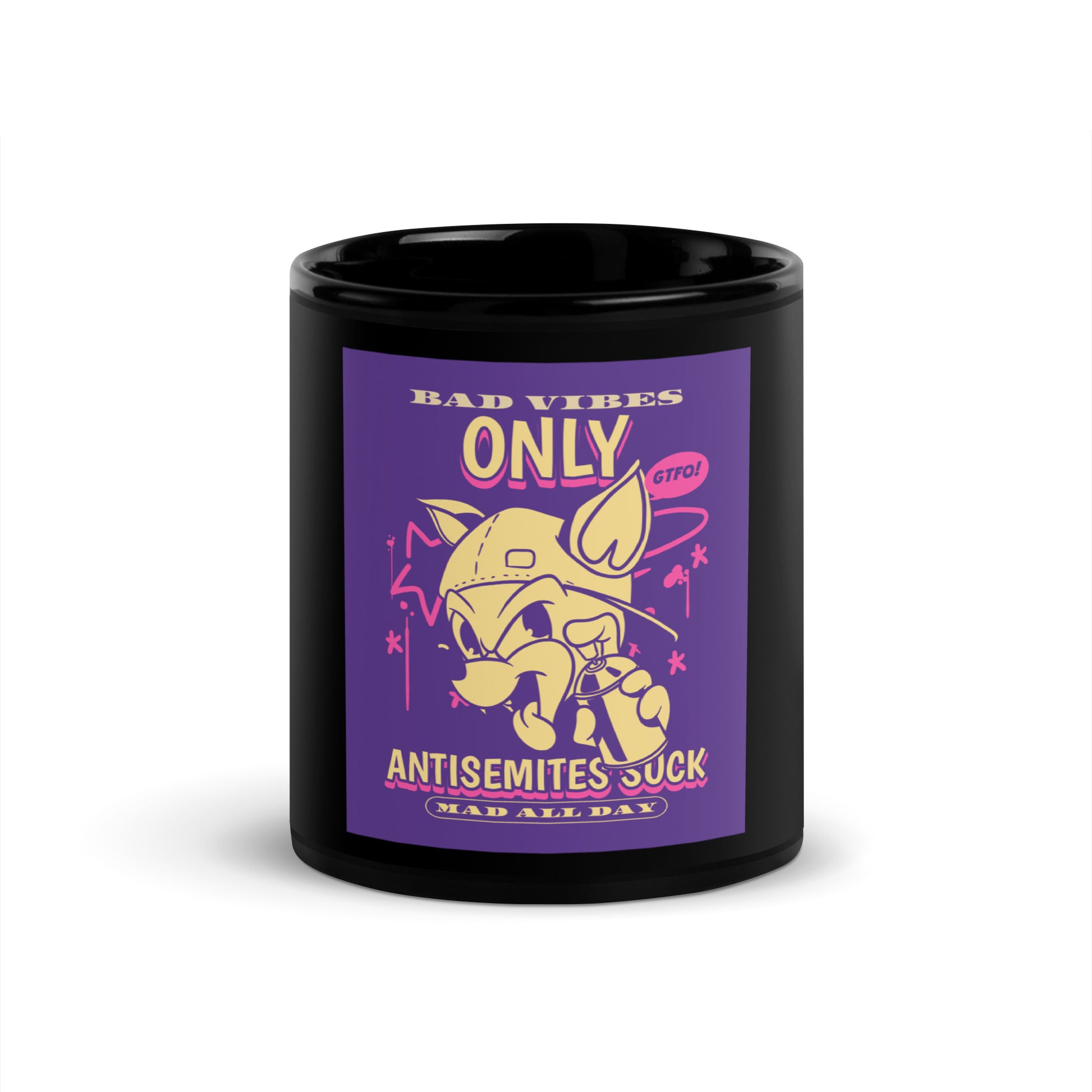 Streetart Graffiti Cartoon | Antisemitism | Black Glossy Mug