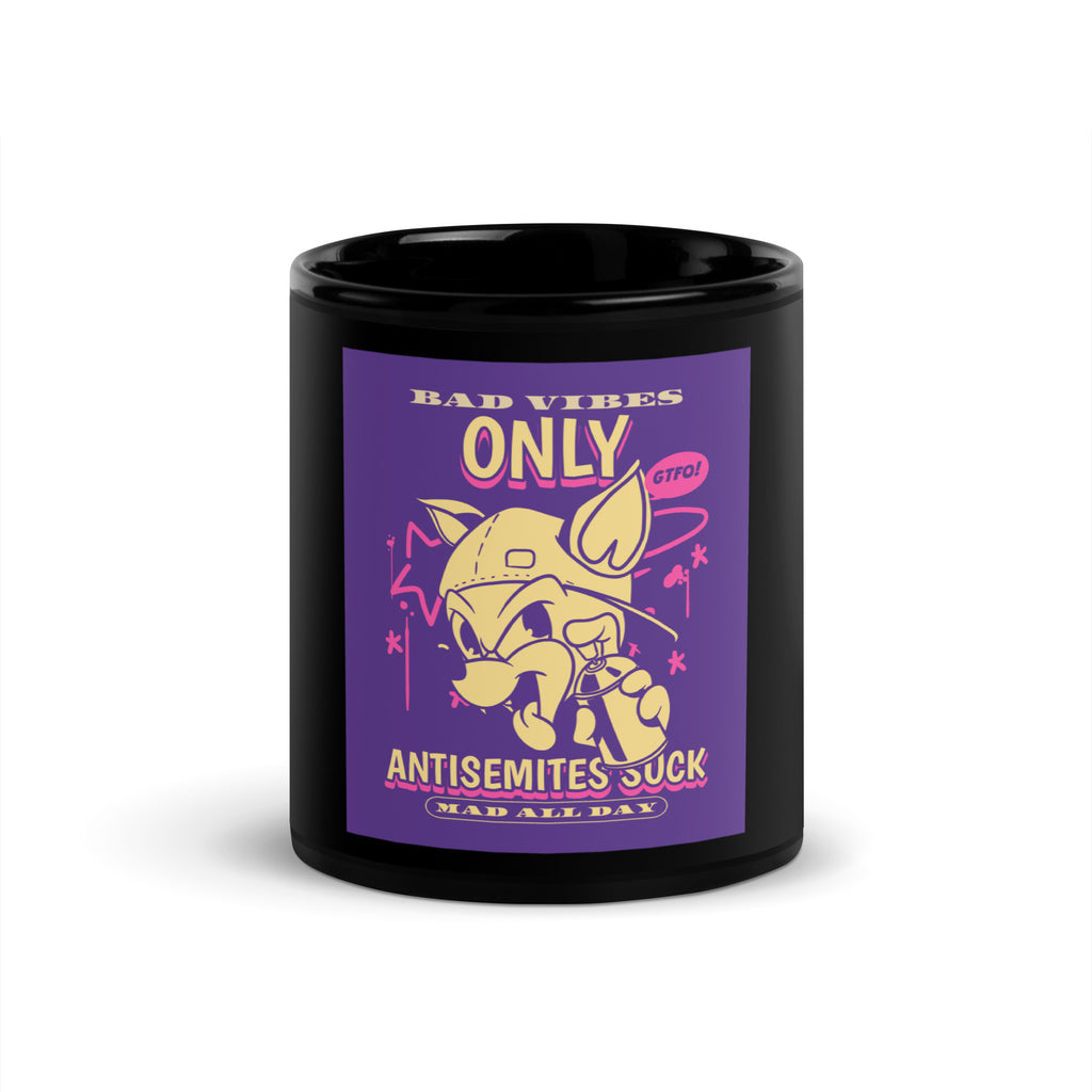 Streetart Graffiti Cartoon | Antisemitism | Black Glossy Mug