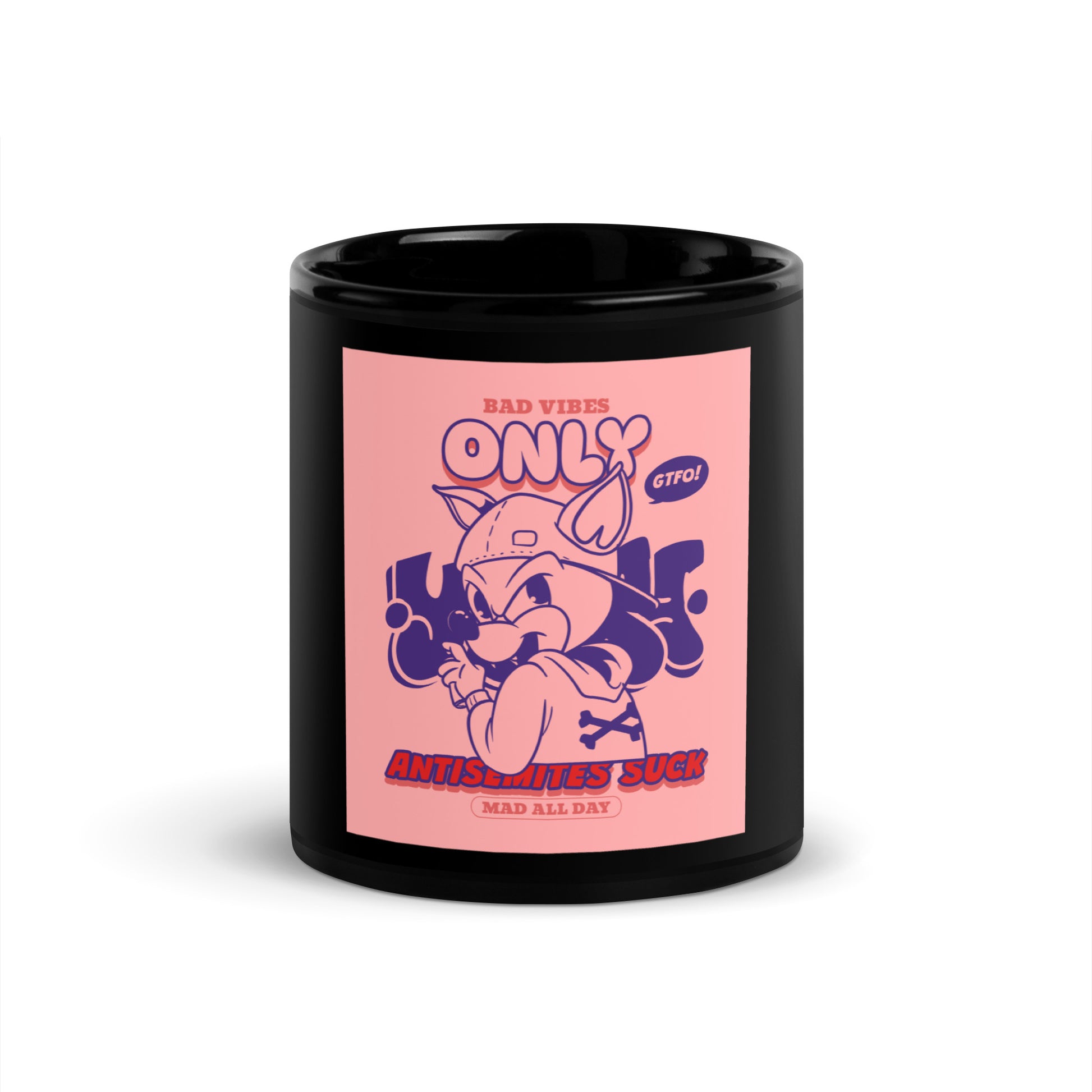 Streetart Graffiti Cartoon | Antisemitism | Black Glossy Mug