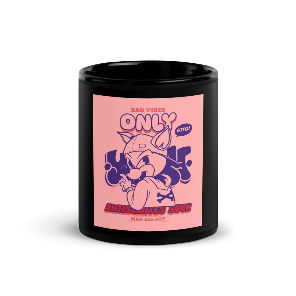 Streetart Graffiti Cartoon | Antisemitism | Black Glossy Mug
