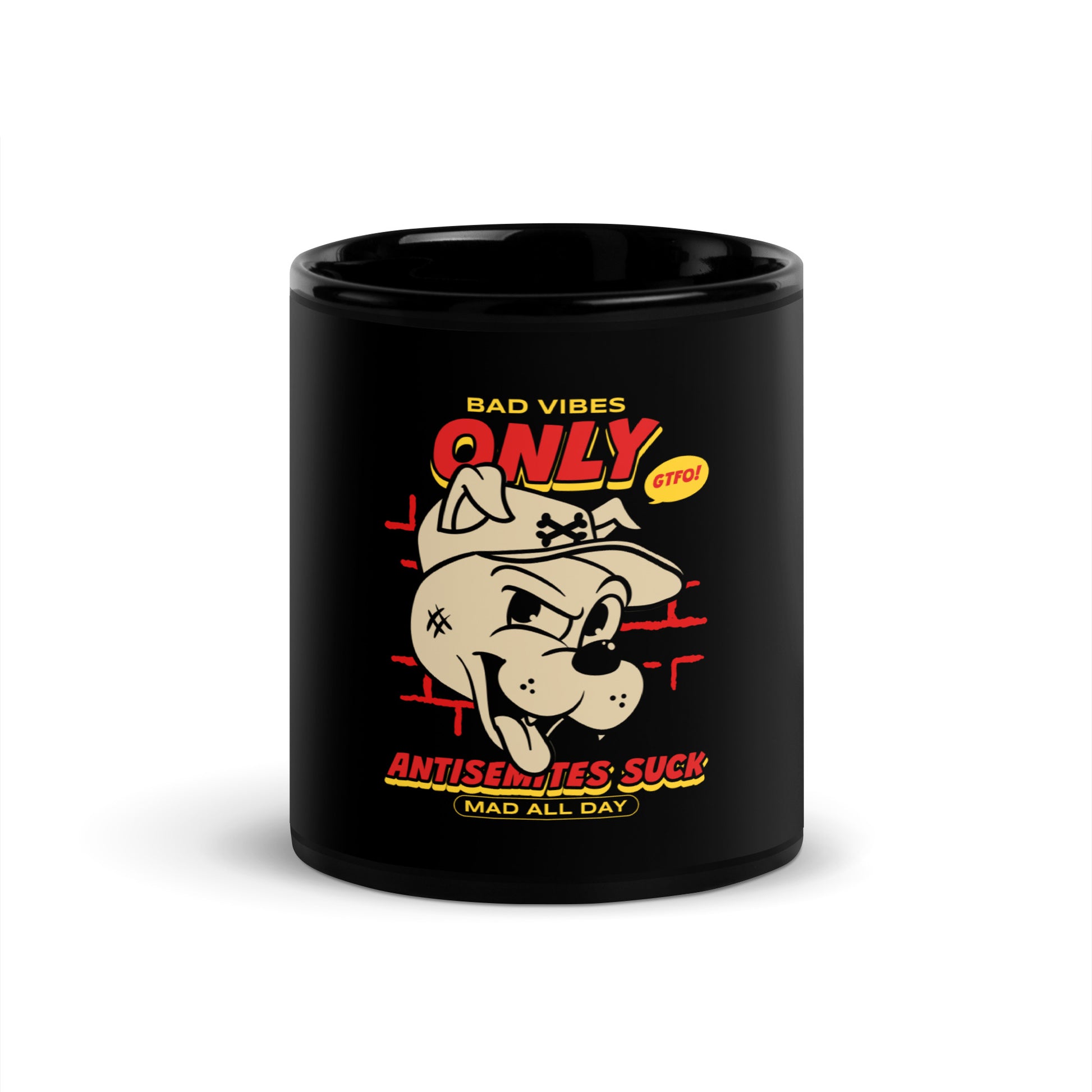 Streetart Graffiti Cartoon | Antisemitism | Black Glossy Mug