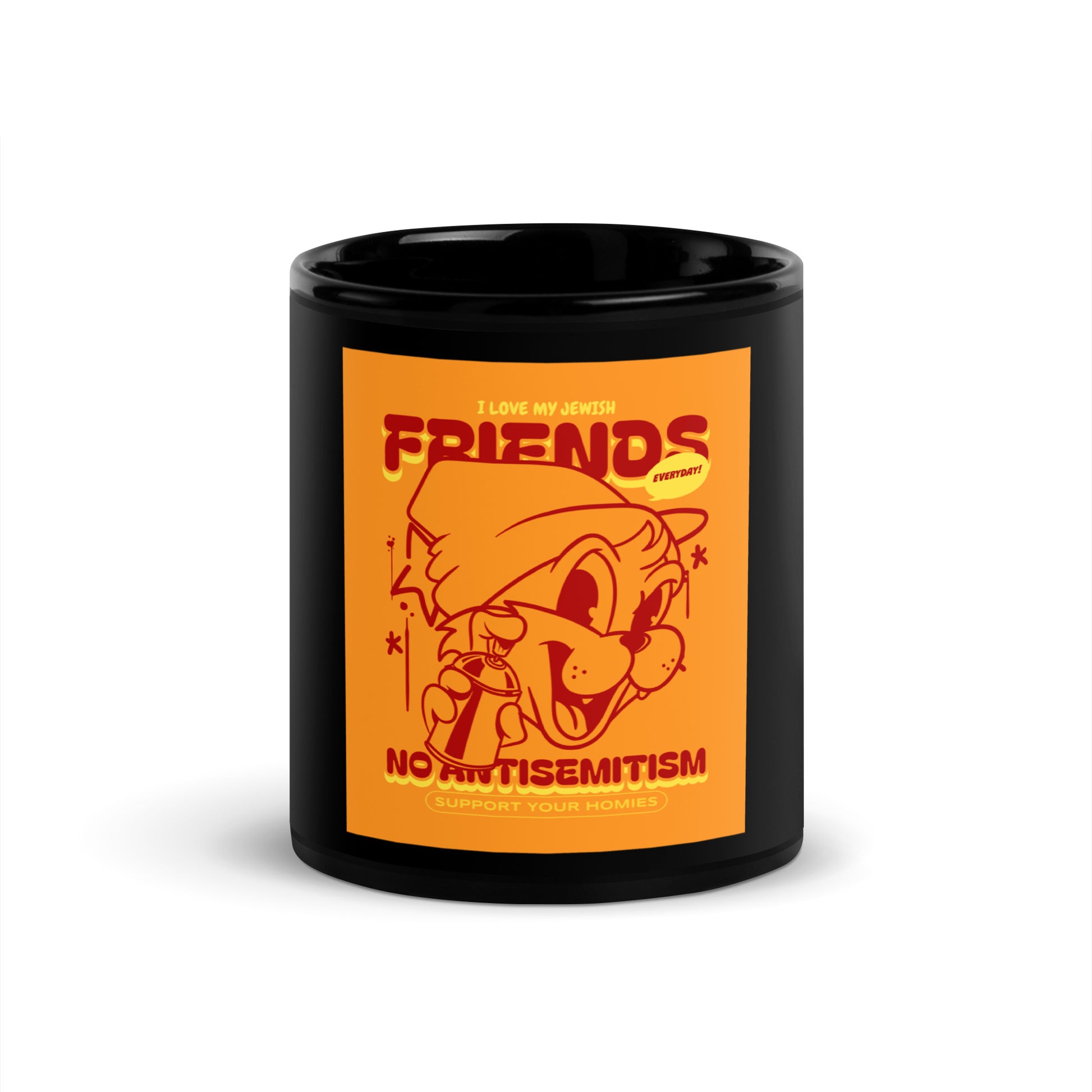 Streetart Graffiti Cartoon | Antisemitism | Black Glossy Mug