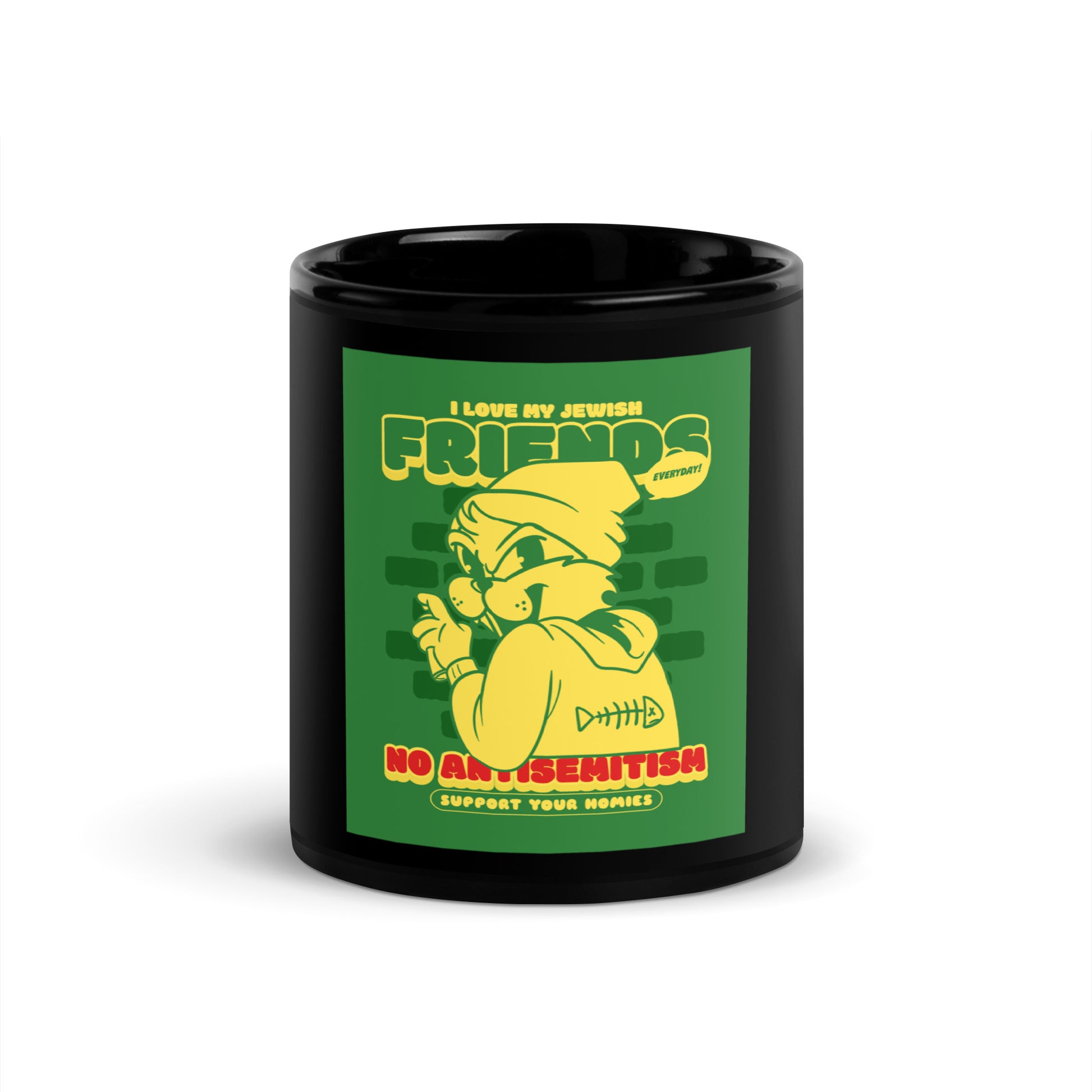 Streetart Graffiti Cartoon | Antisemitism | Black Glossy Mug