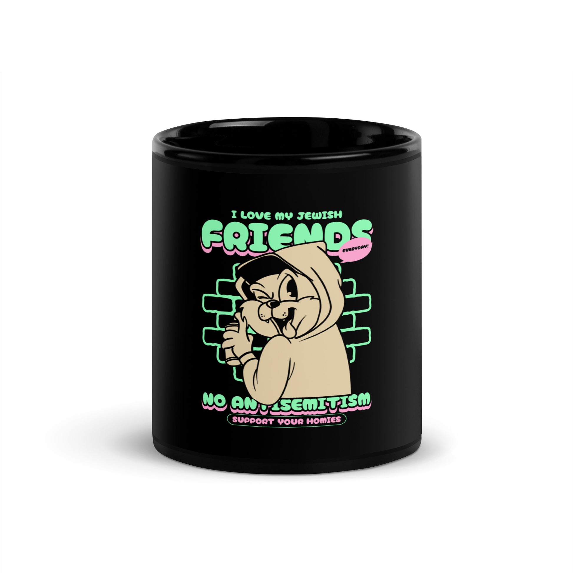 Streetart Graffiti Cartoon | Antisemitism | Black Glossy Mug