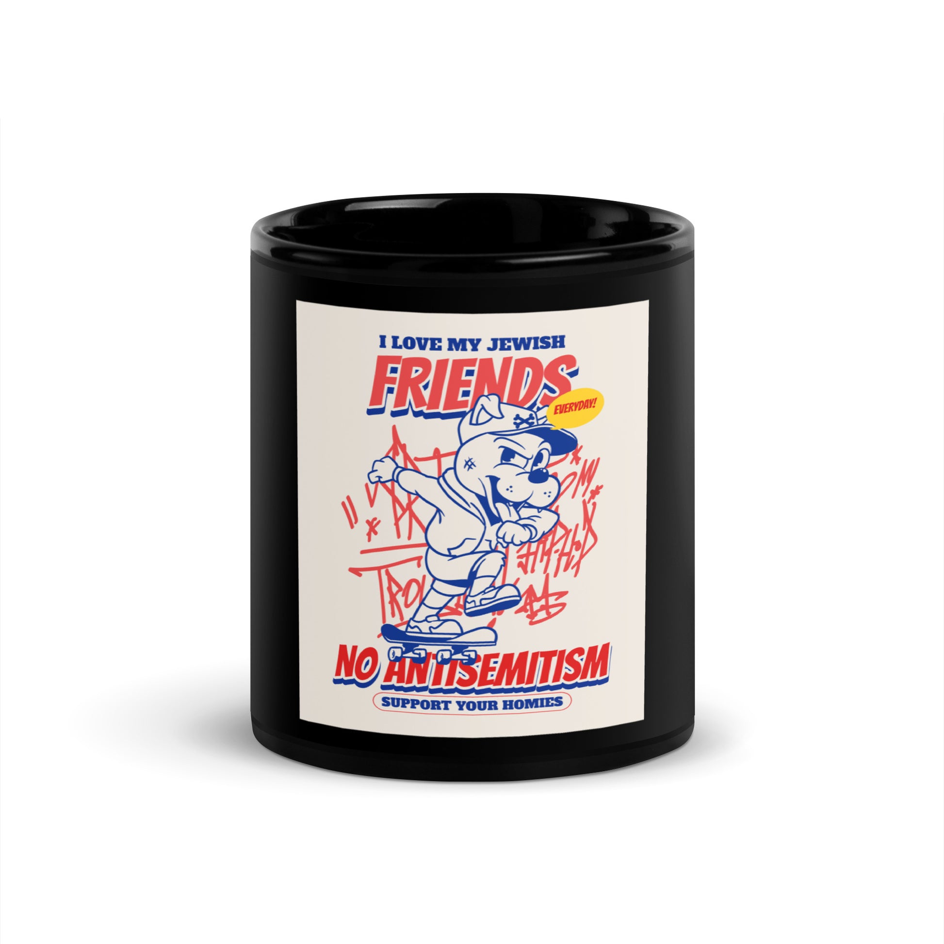 Streetart Graffiti Cartoon | Antisemitism | Black Glossy Mug