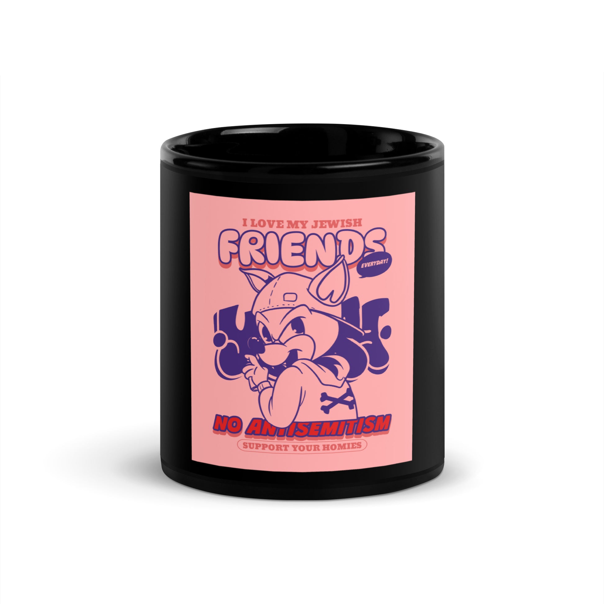 Streetart Graffiti Cartoon | Antisemitism | Black Glossy Mug