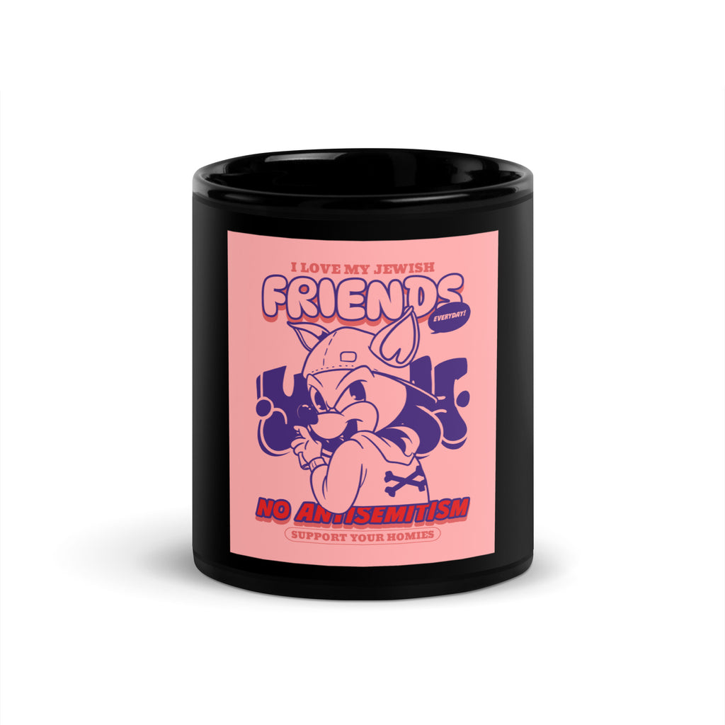 Streetart Graffiti Cartoon | Antisemitism | Black Glossy Mug