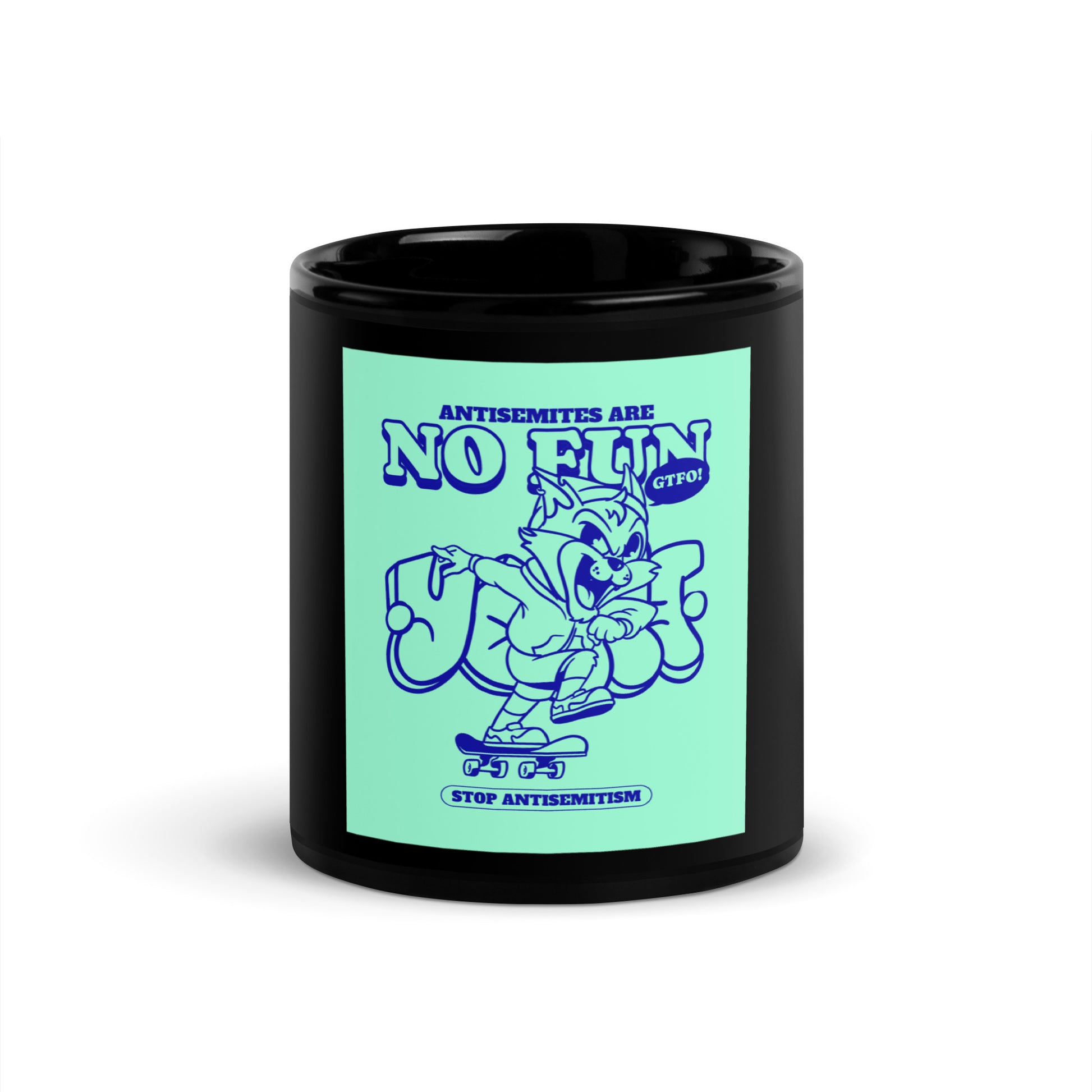 Streetart Graffiti Cartoon | Antisemitism | Black Glossy Mug