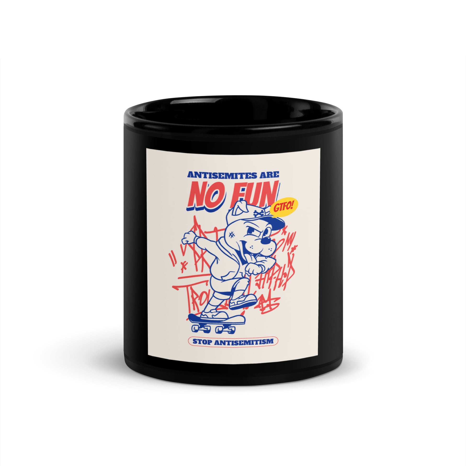 Streetart Graffiti Cartoon | Antisemitism | Black Glossy Mug