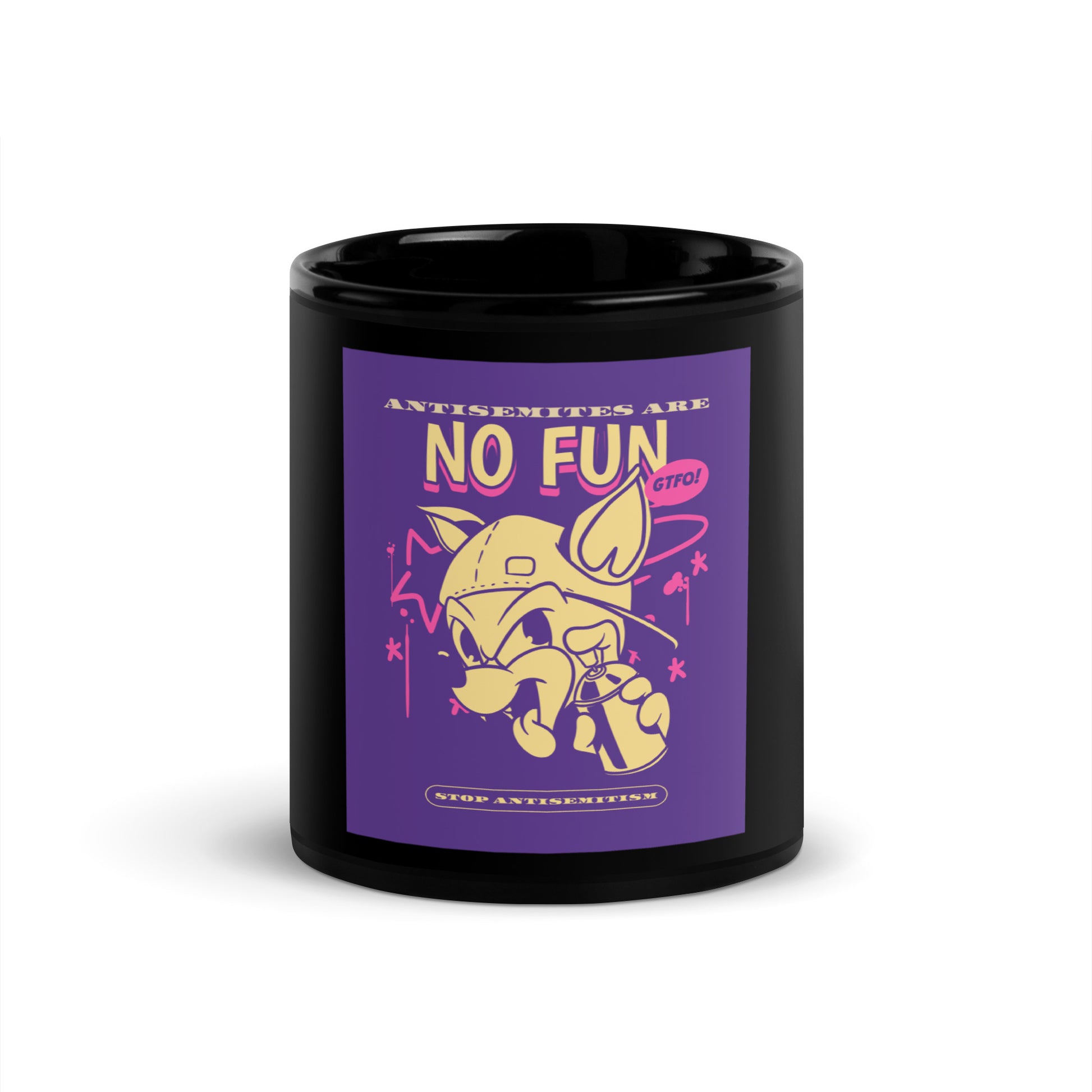 Streetart Graffiti Cartoon | Antisemitism | Black Glossy Mug