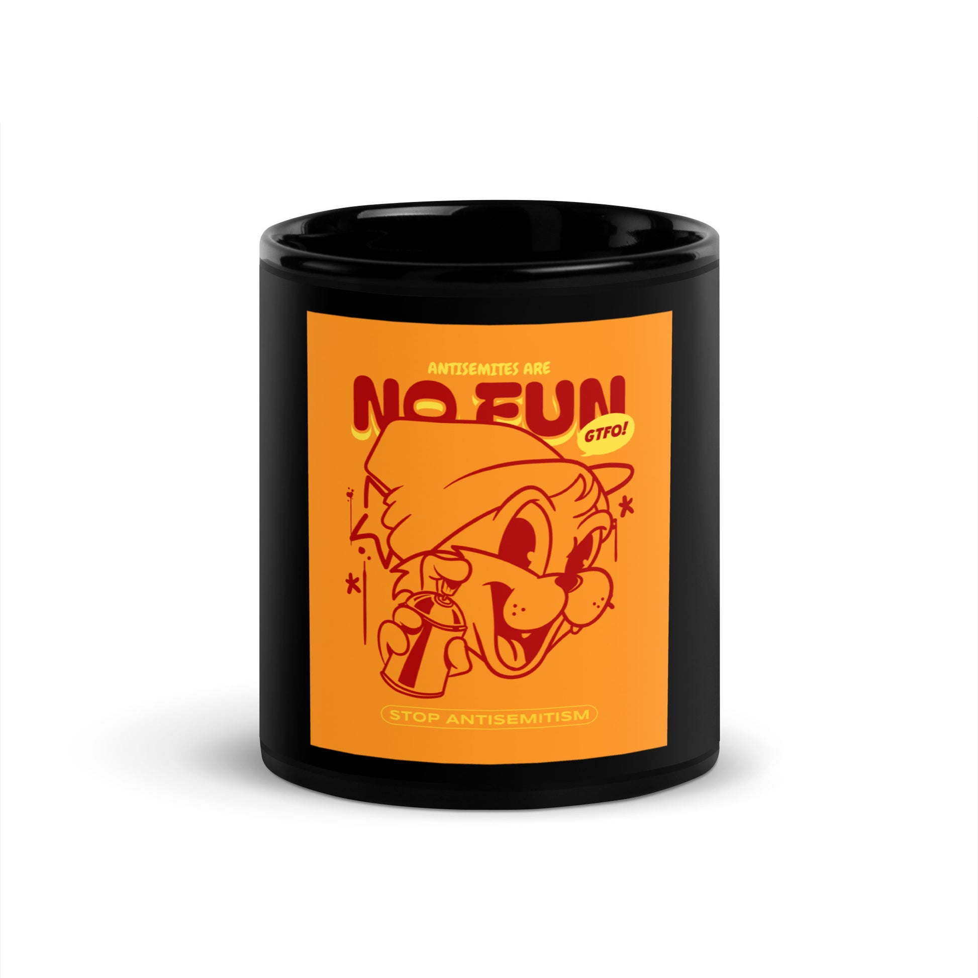 Streetart Graffiti Cartoon | Antisemitism | Black Glossy Mug