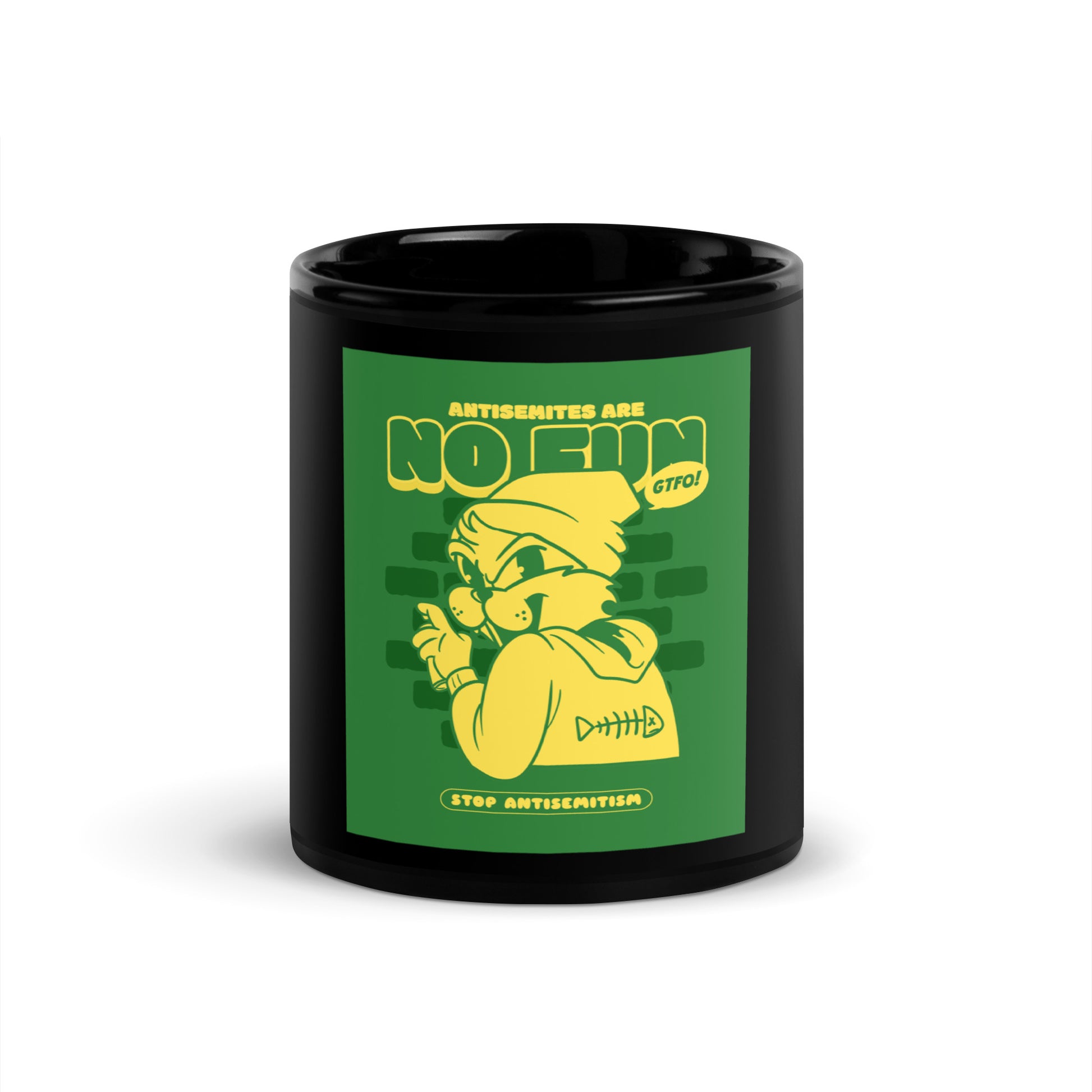 Streetart Graffiti Cartoon | Antisemitism | Black Glossy Mug