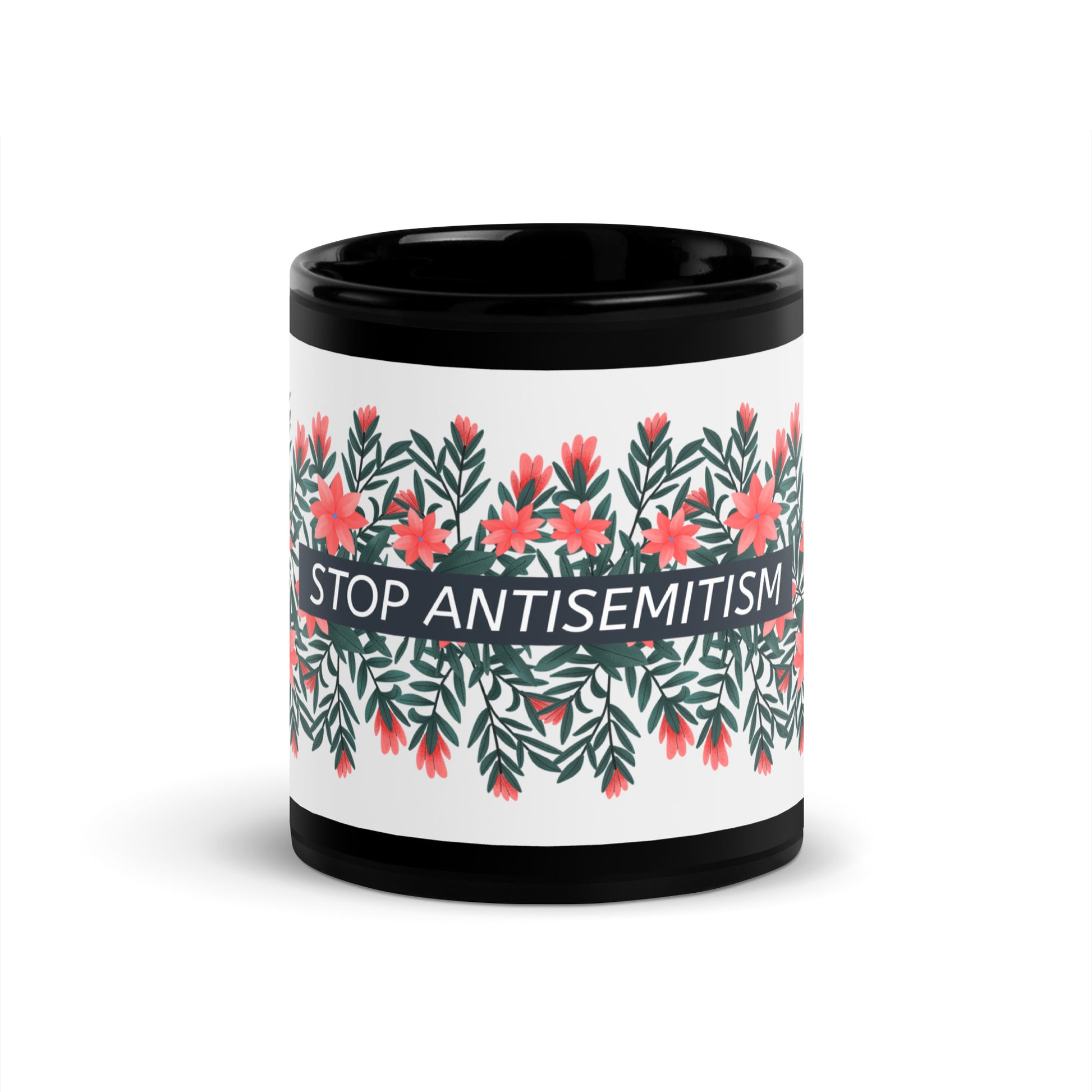 Flower Anthem | Antisemitism | Black Glossy Mug