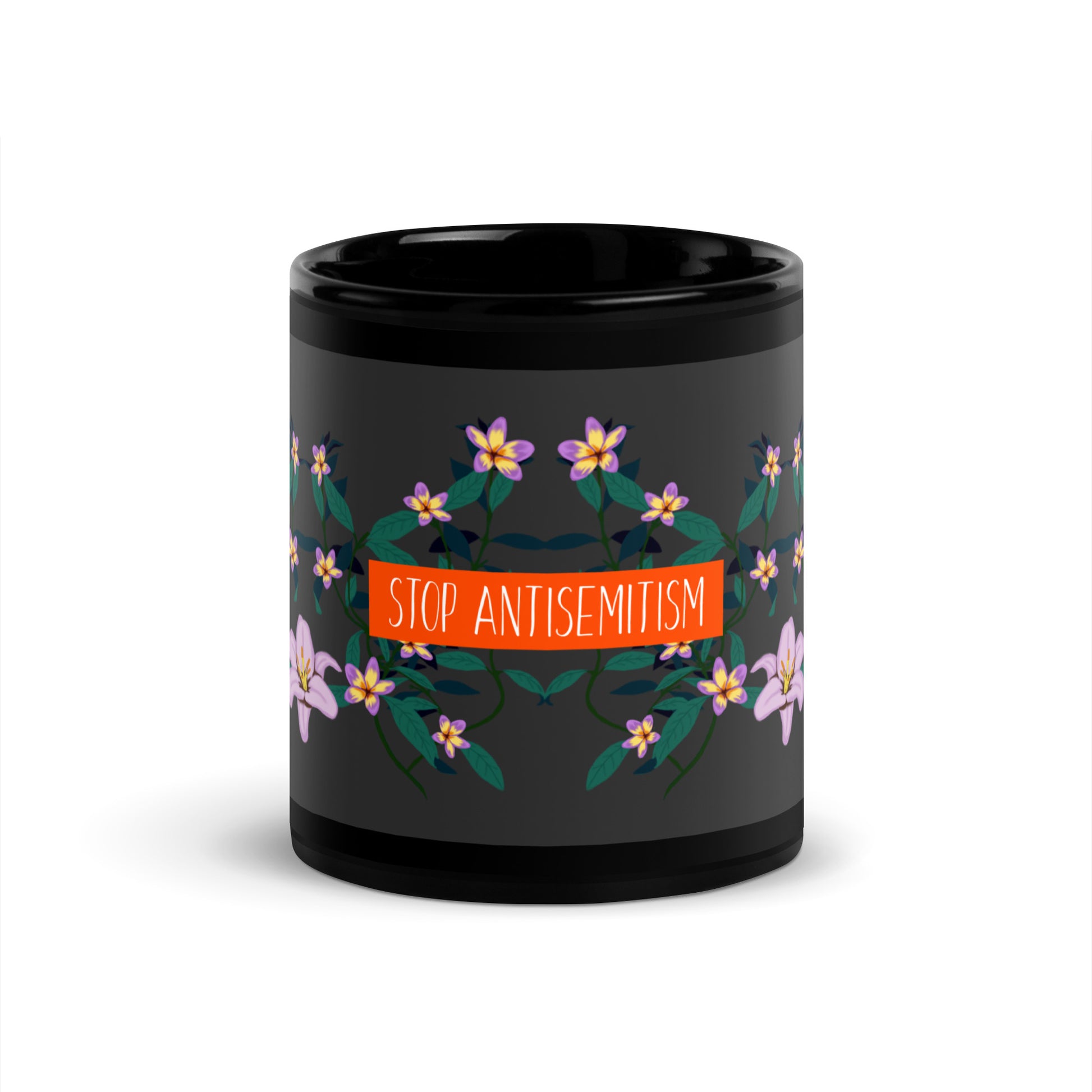 Flower Anthem | Antisemitism | Black Glossy Mug