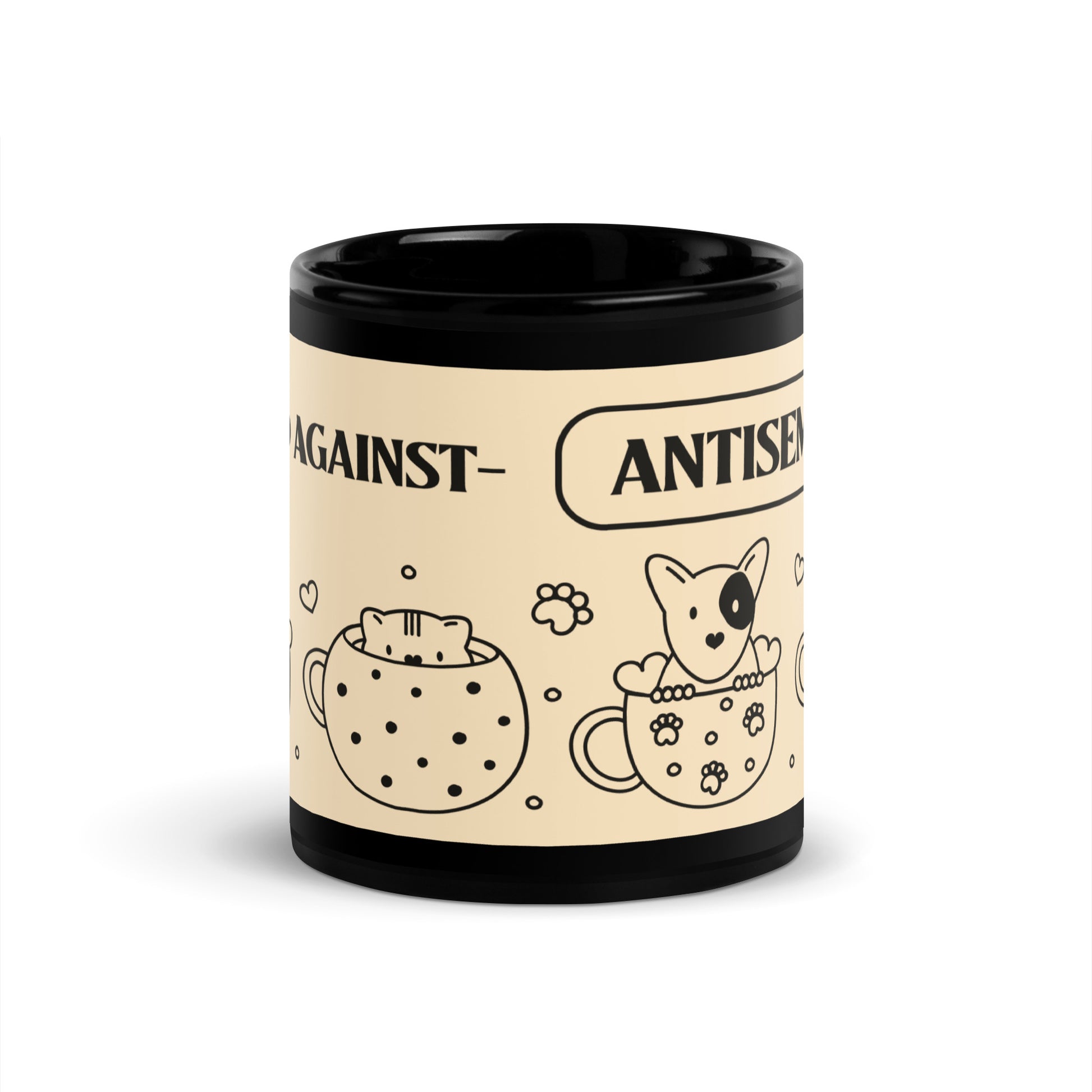 Cute Doodle Pet | Black Glossy Mug