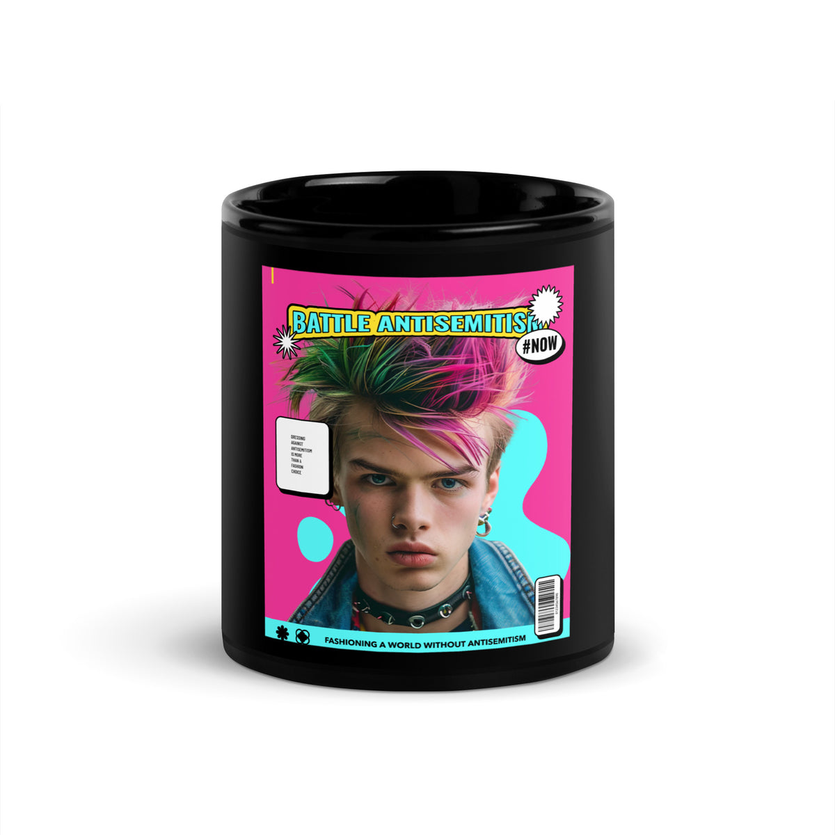80's Fashion Trend | Battle Antisemitism | Black Glossy Mug Jouparty