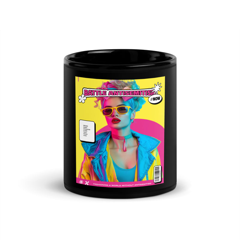 80's Fashion Trend | Battle Antisemitism | Black Glossy Mug
