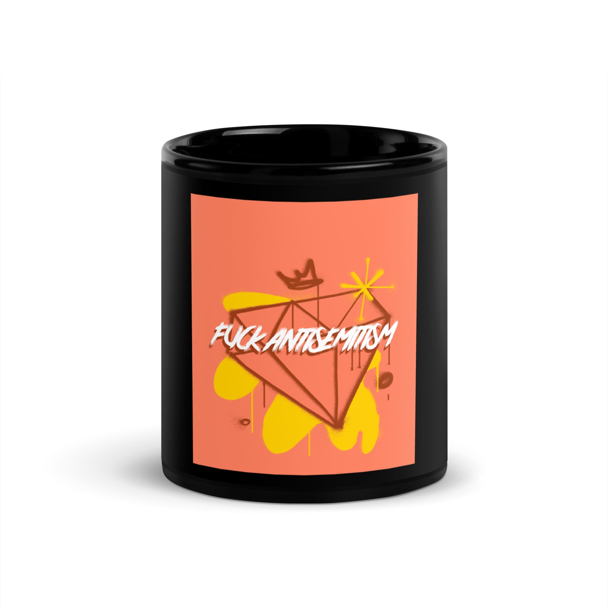 Fuck Antisemitism Graffiti | Black Glossy Mug