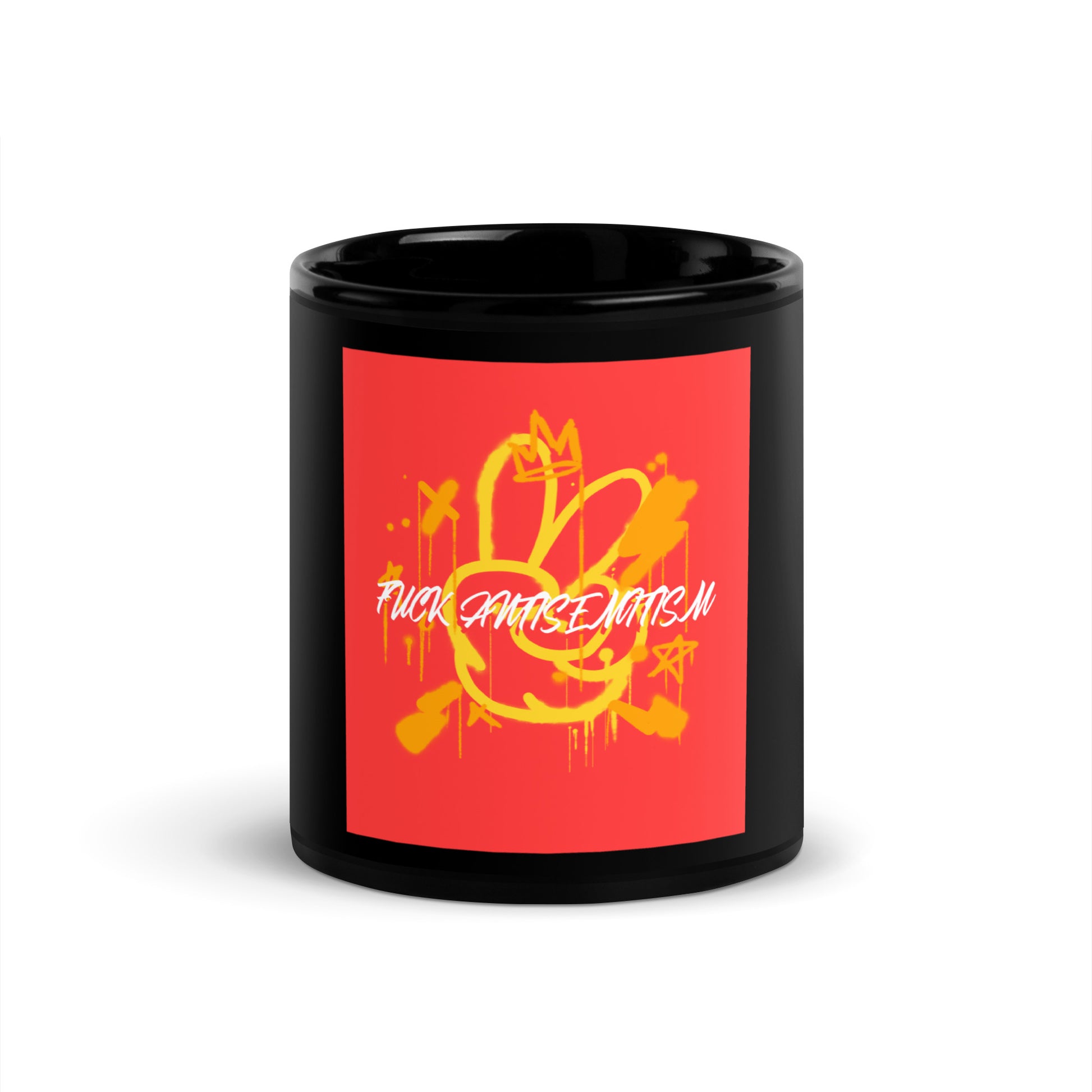 Fuck Antisemitism Graffiti | Black Glossy Mug