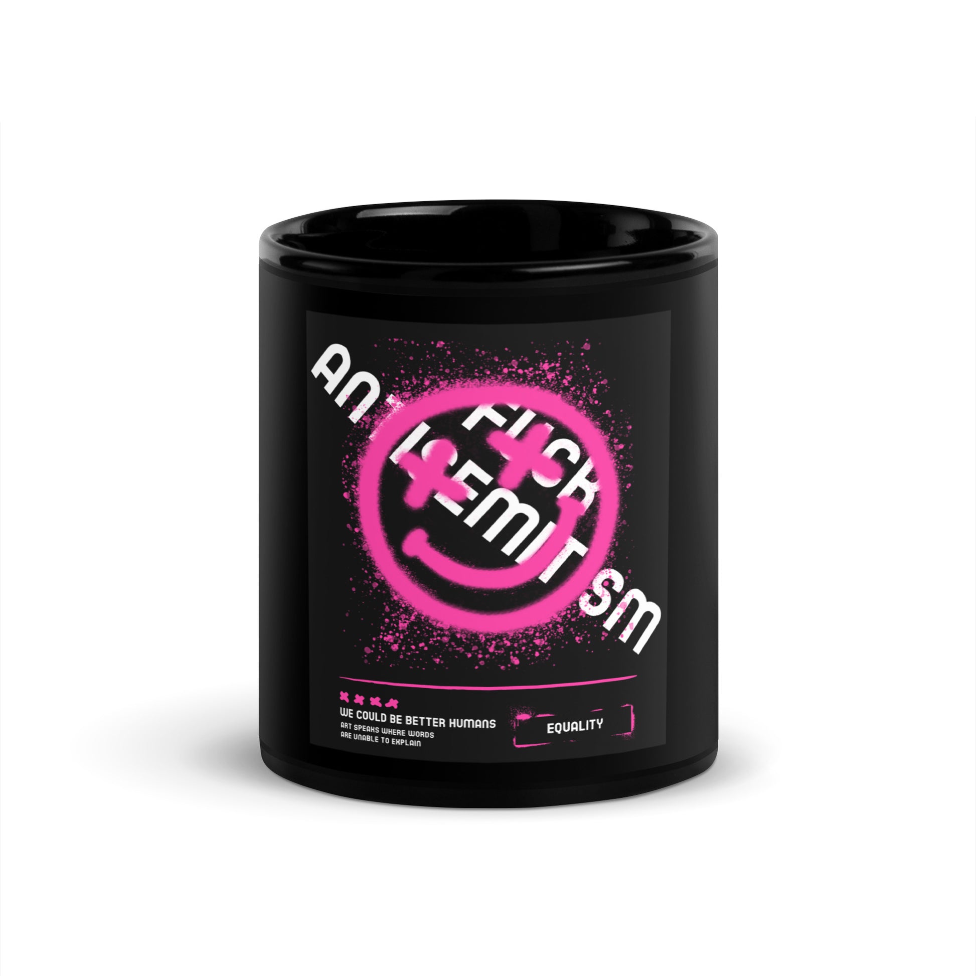 Fuck Antisemitism Graffiti | Black Glossy Mug