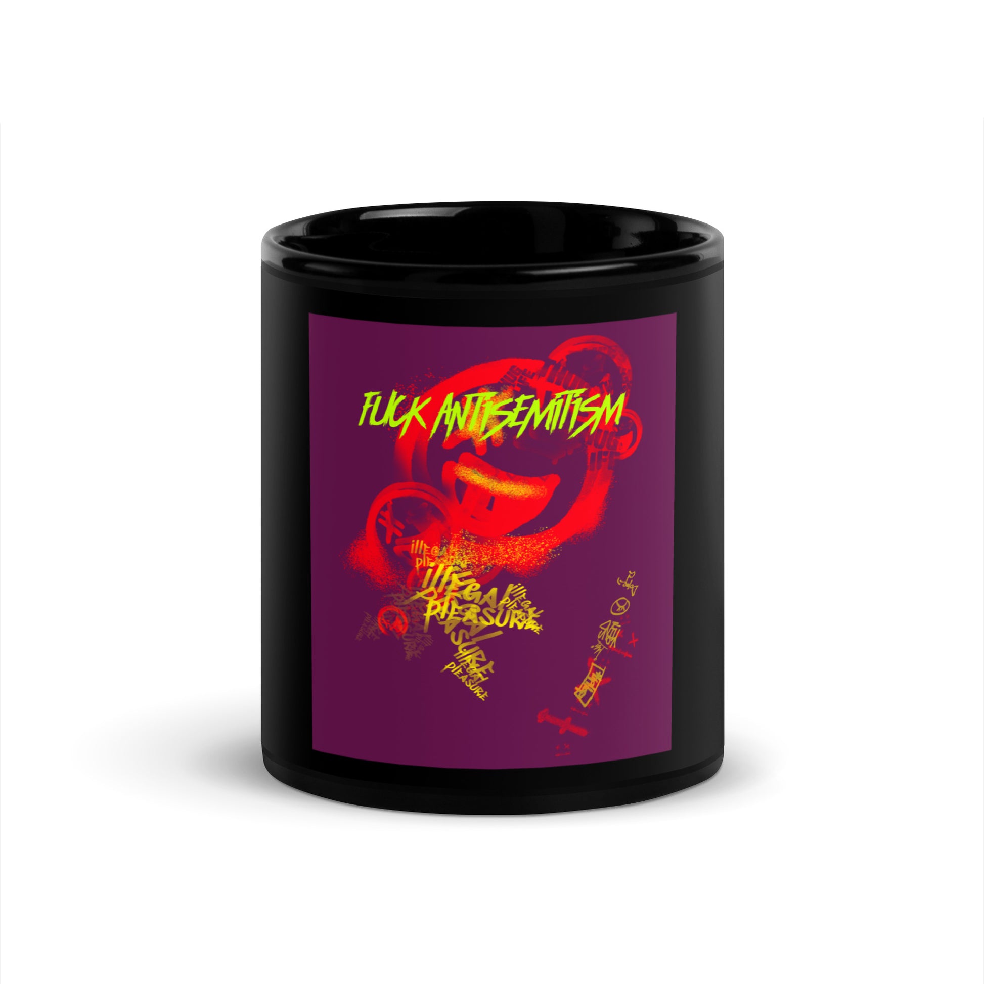 Fuck Antisemitism Graffiti | Black Glossy Mug