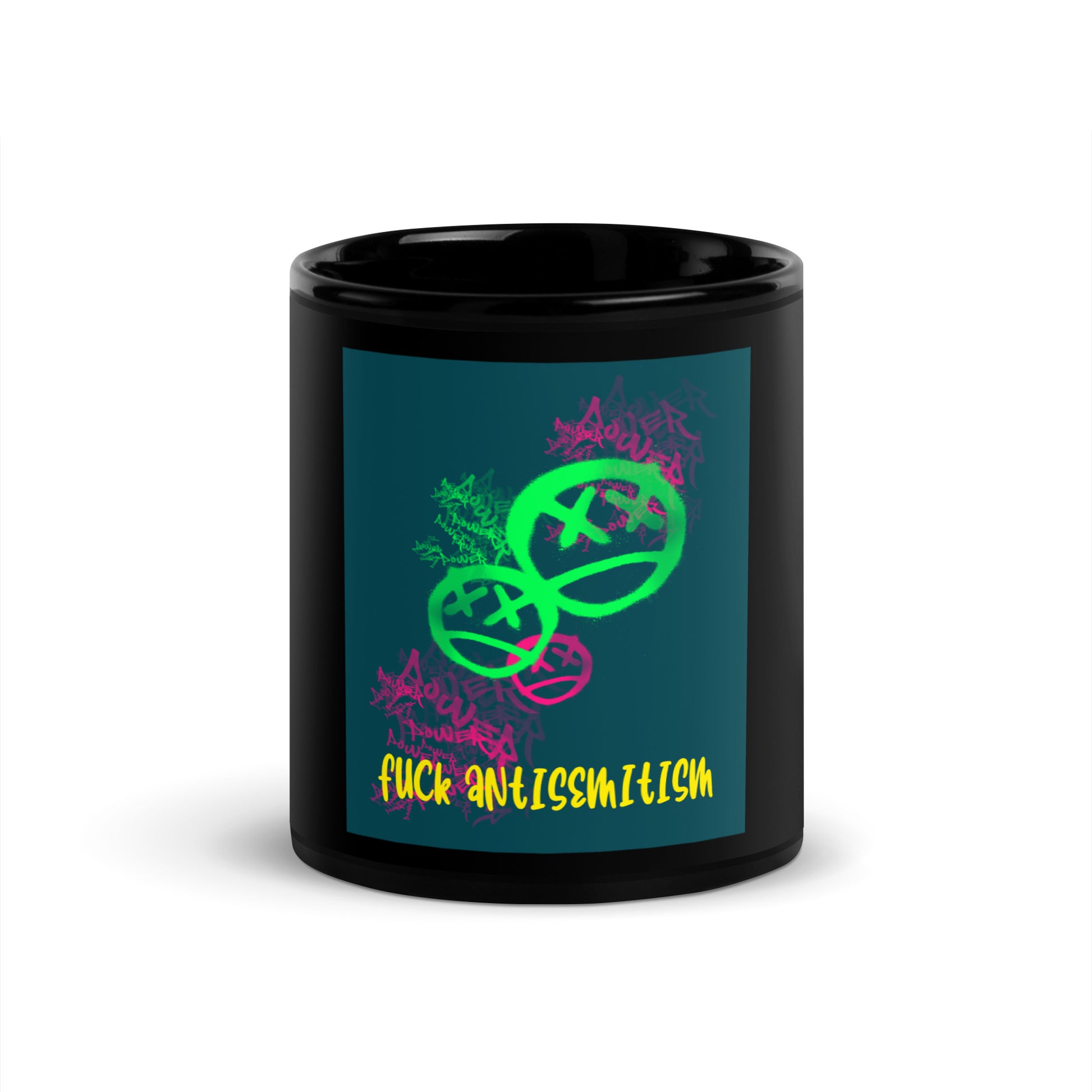 Fuck Antisemitism Graffiti | Black Glossy Mug