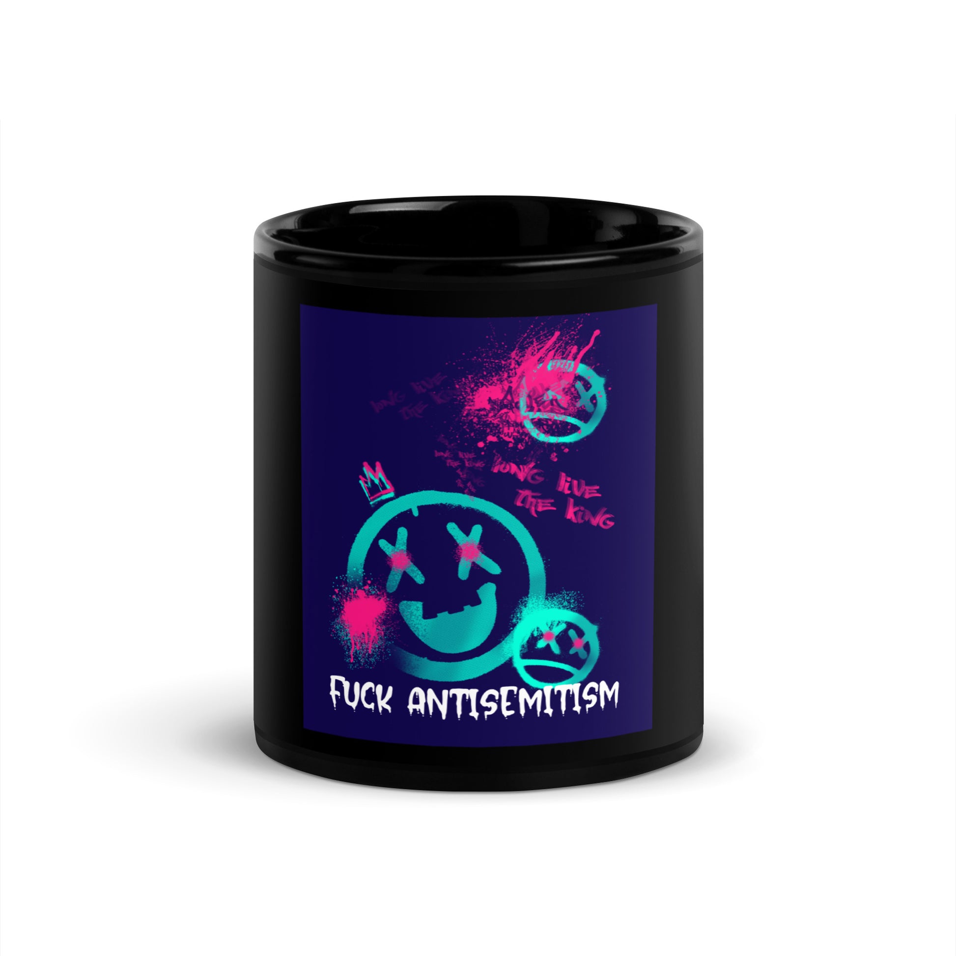 Fuck Antisemitism Graffiti | Black Glossy Mug