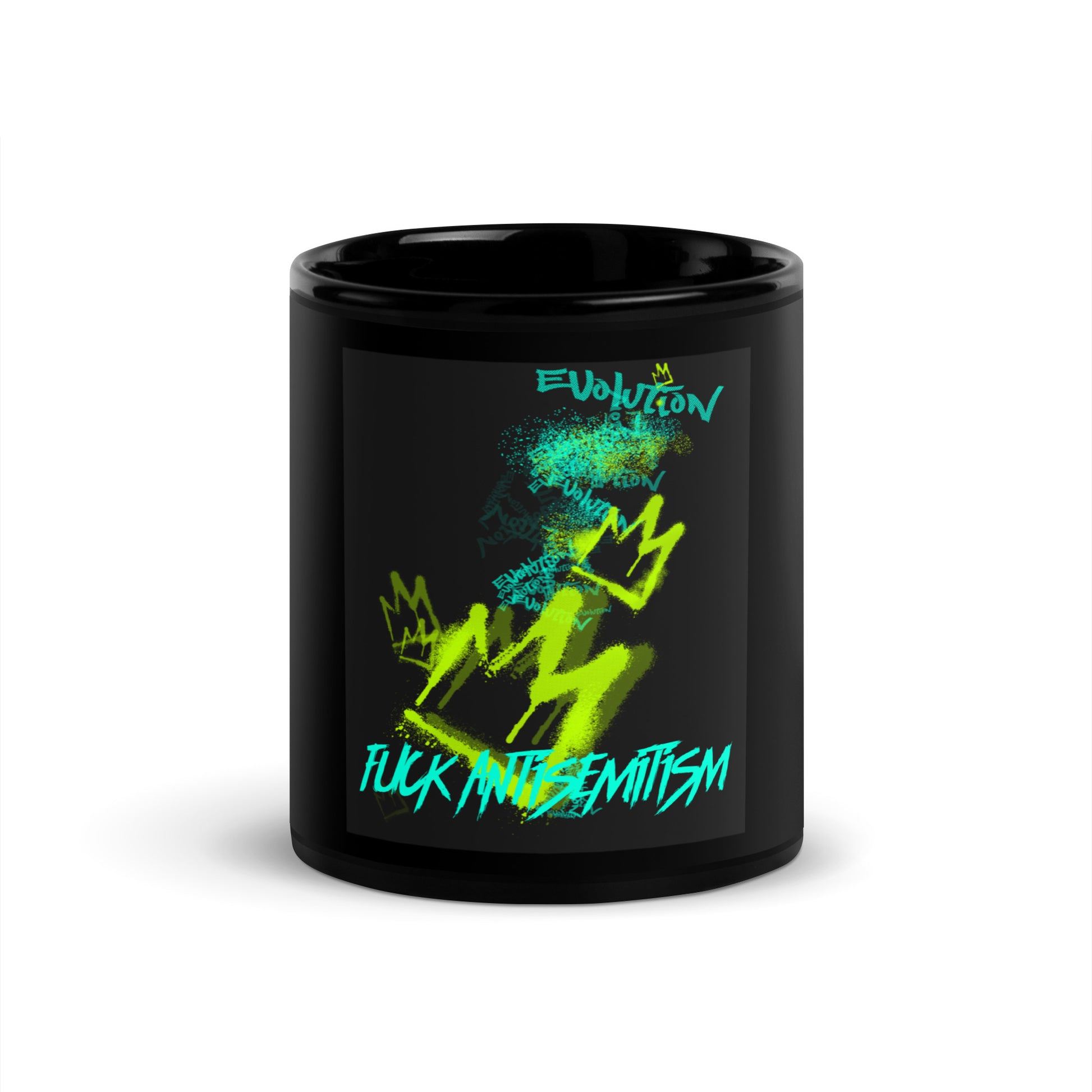 Fuck Antisemitism Graffiti | Black Glossy Mug