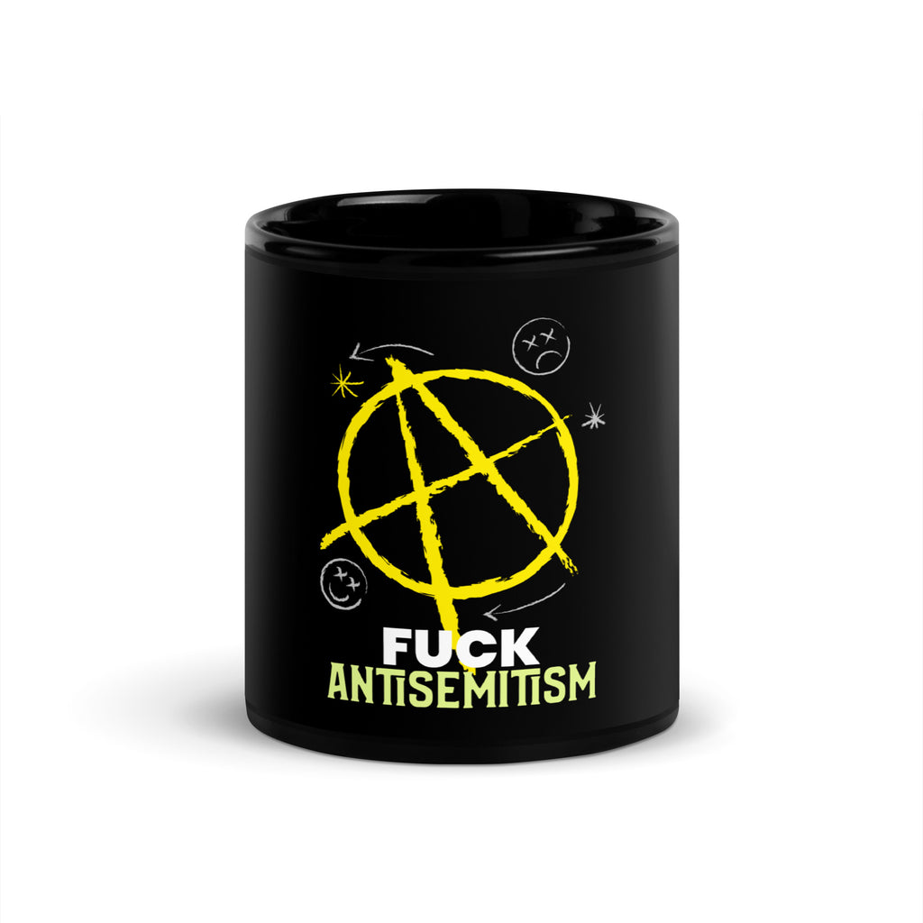 Fuck Antisemitism Graffiti | Black Glossy Mug