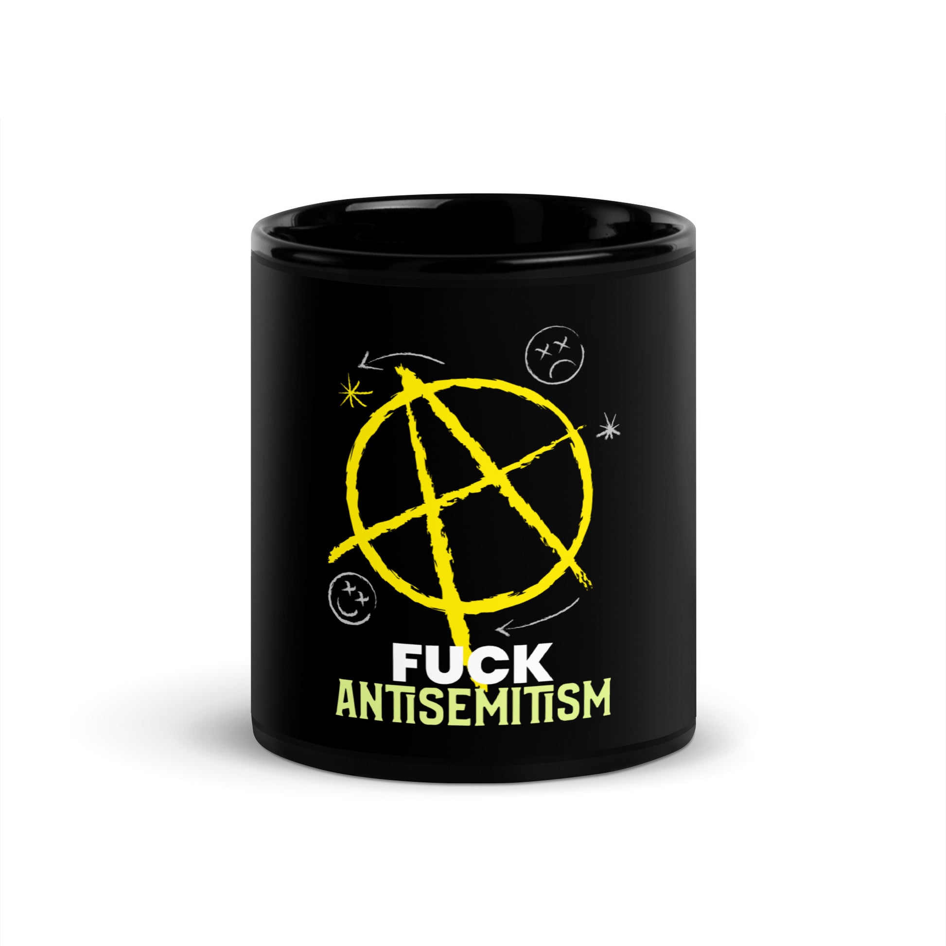 Fuck Antisemitism Graffiti | Black Glossy Mug