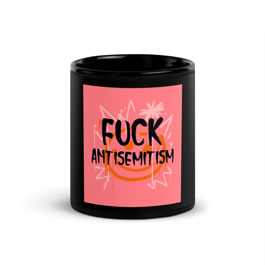 Fuck Antisemitism Graffiti | Black Glossy Mug