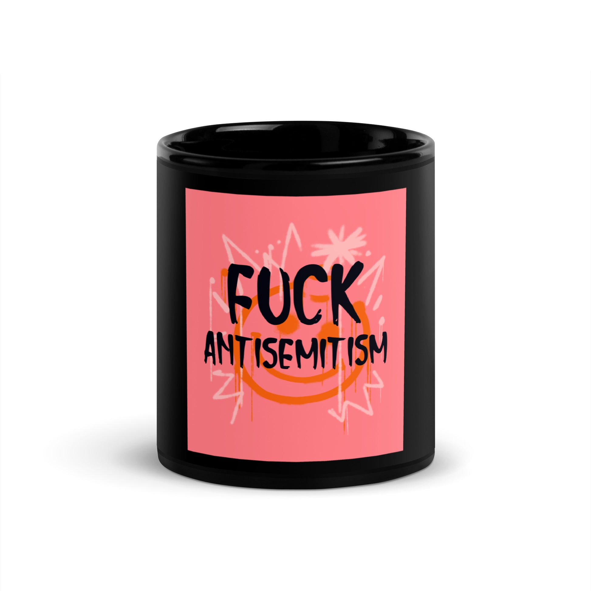 Fuck Antisemitism Graffiti | Black Glossy Mug