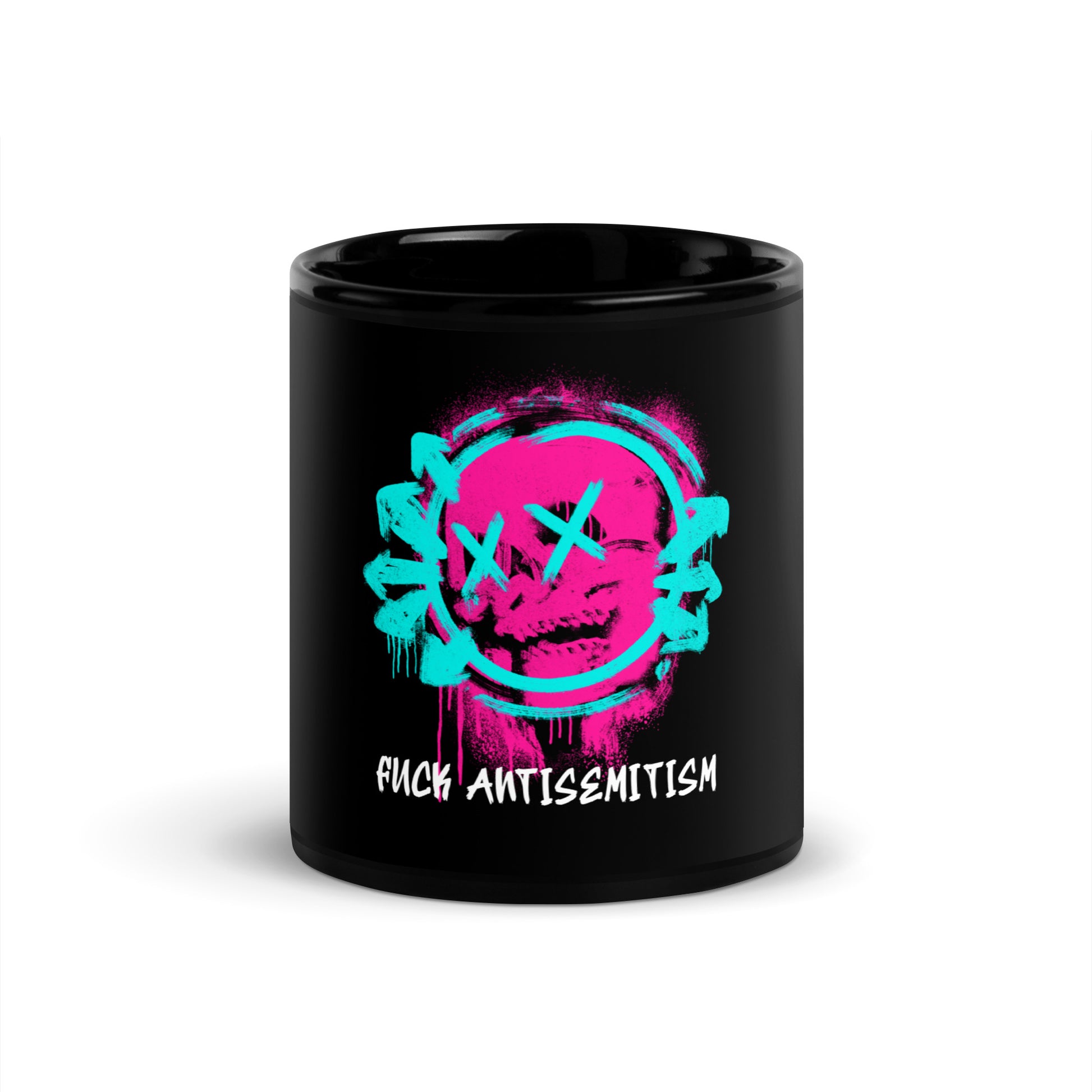 Fuck Antisemitism Graffiti | Black Glossy Mug