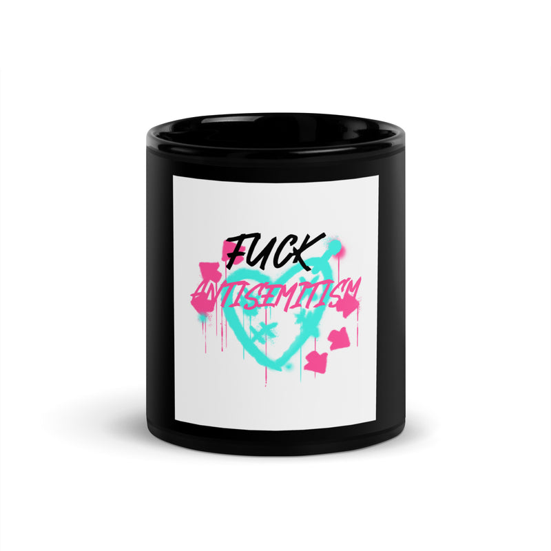 Fuck Antisemitism Graffiti | Black Glossy Mug