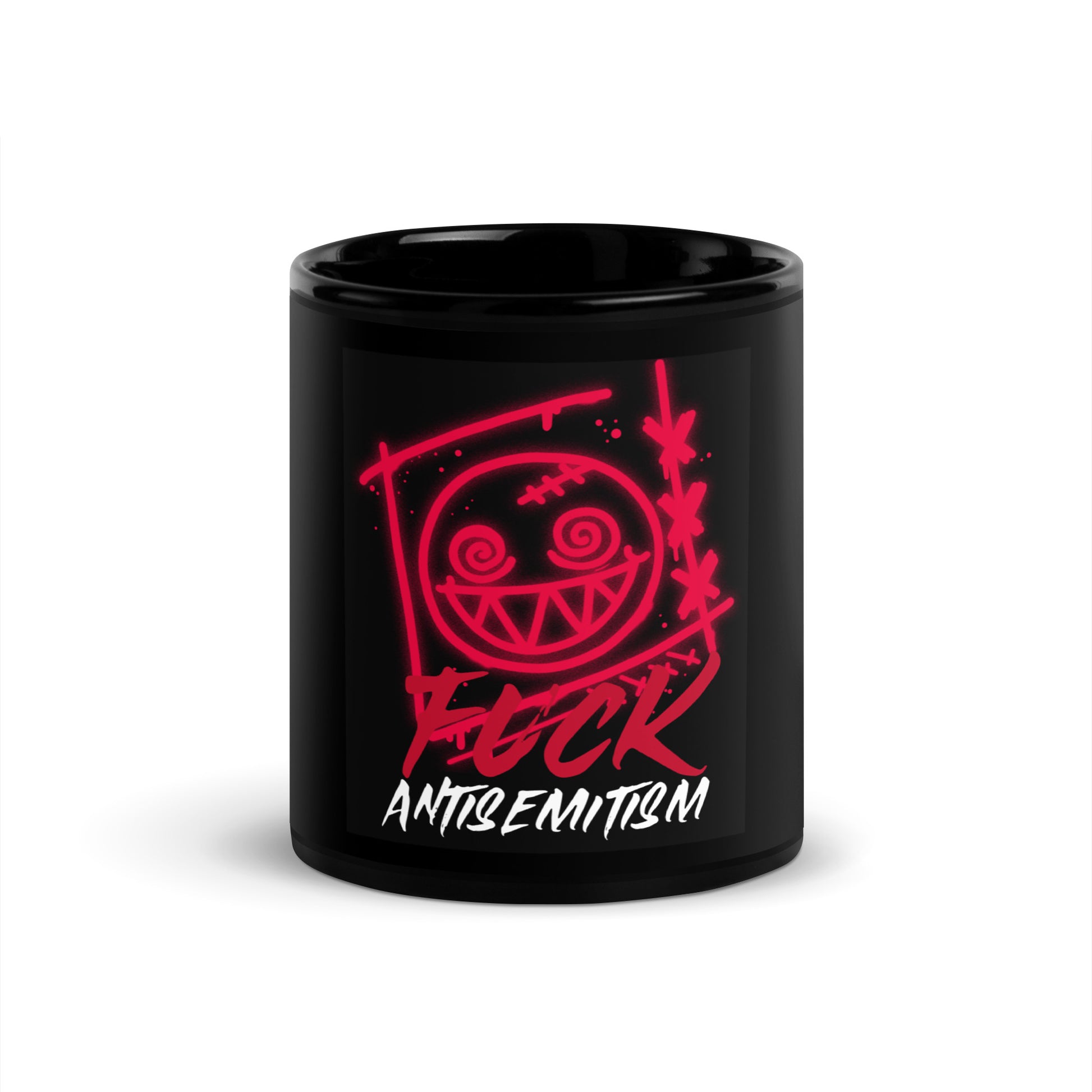 Fuck Antisemitism Graffiti | Black Glossy Mug