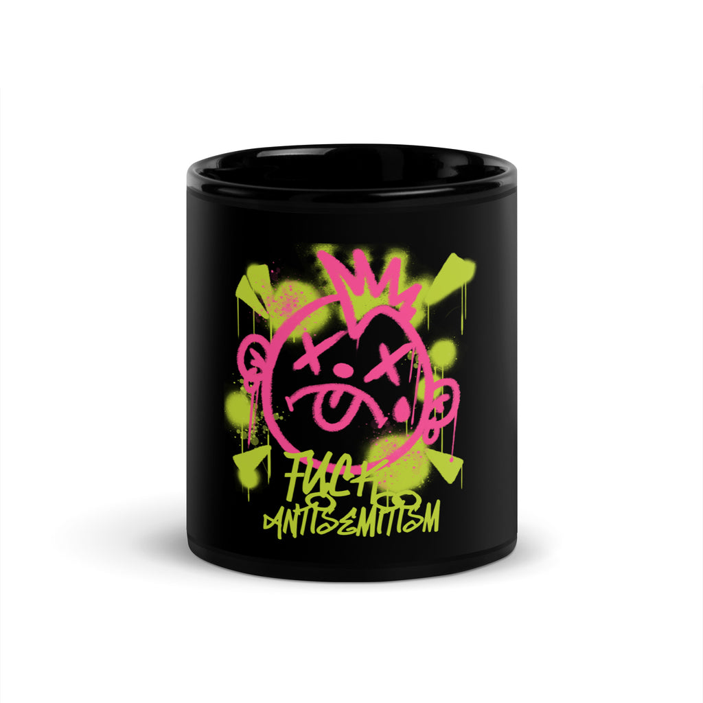 Fuck Antisemitism Graffiti | Black Glossy Mug