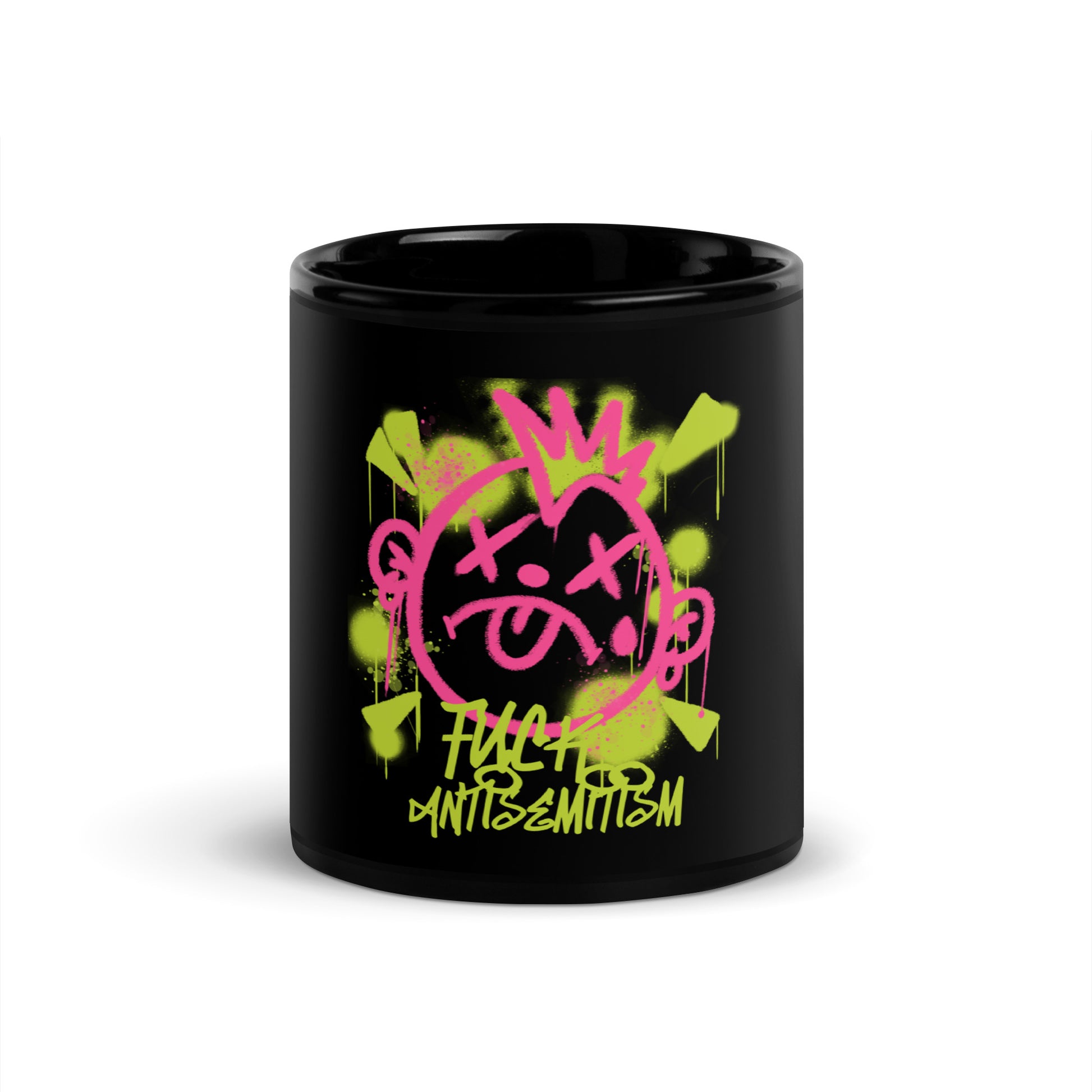 Fuck Antisemitism Graffiti | Black Glossy Mug