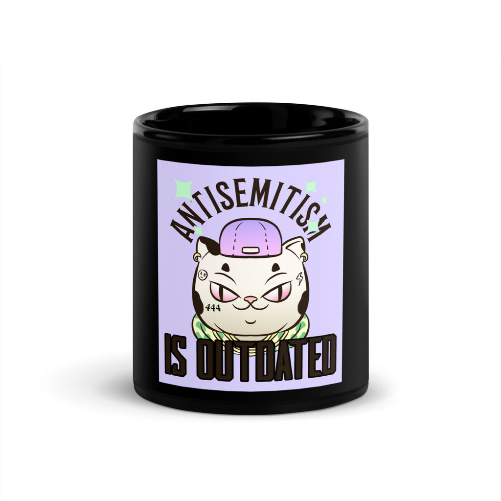 Cool Cat | Antisemitism Is Outdated | Black Glossy Mug