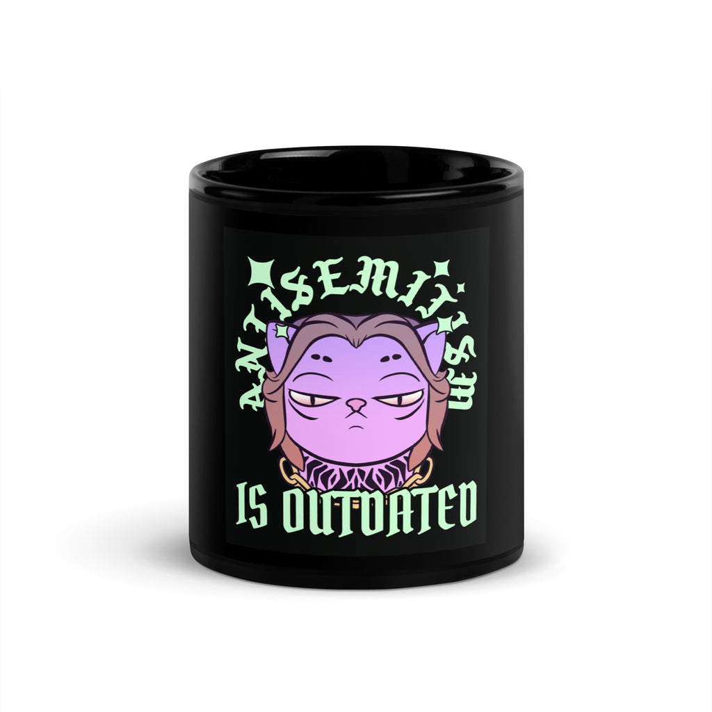 Cool Cat | Antisemitism Is Outdated | Black Glossy Mug