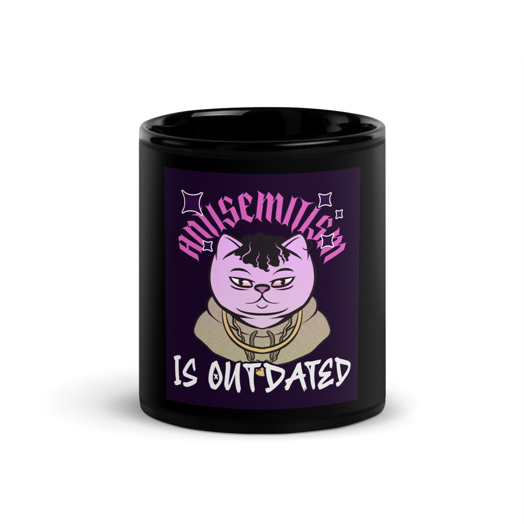Cool Cat | Antisemitism Is Outdated | Black Glossy Mug