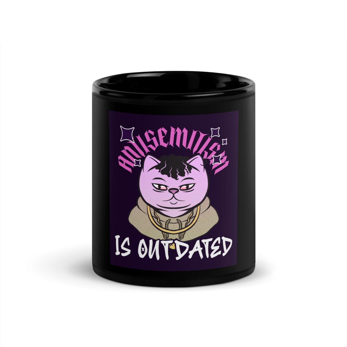 Cool Cat | Antisemitism Is Outdated | Black Glossy Mug Jouparty