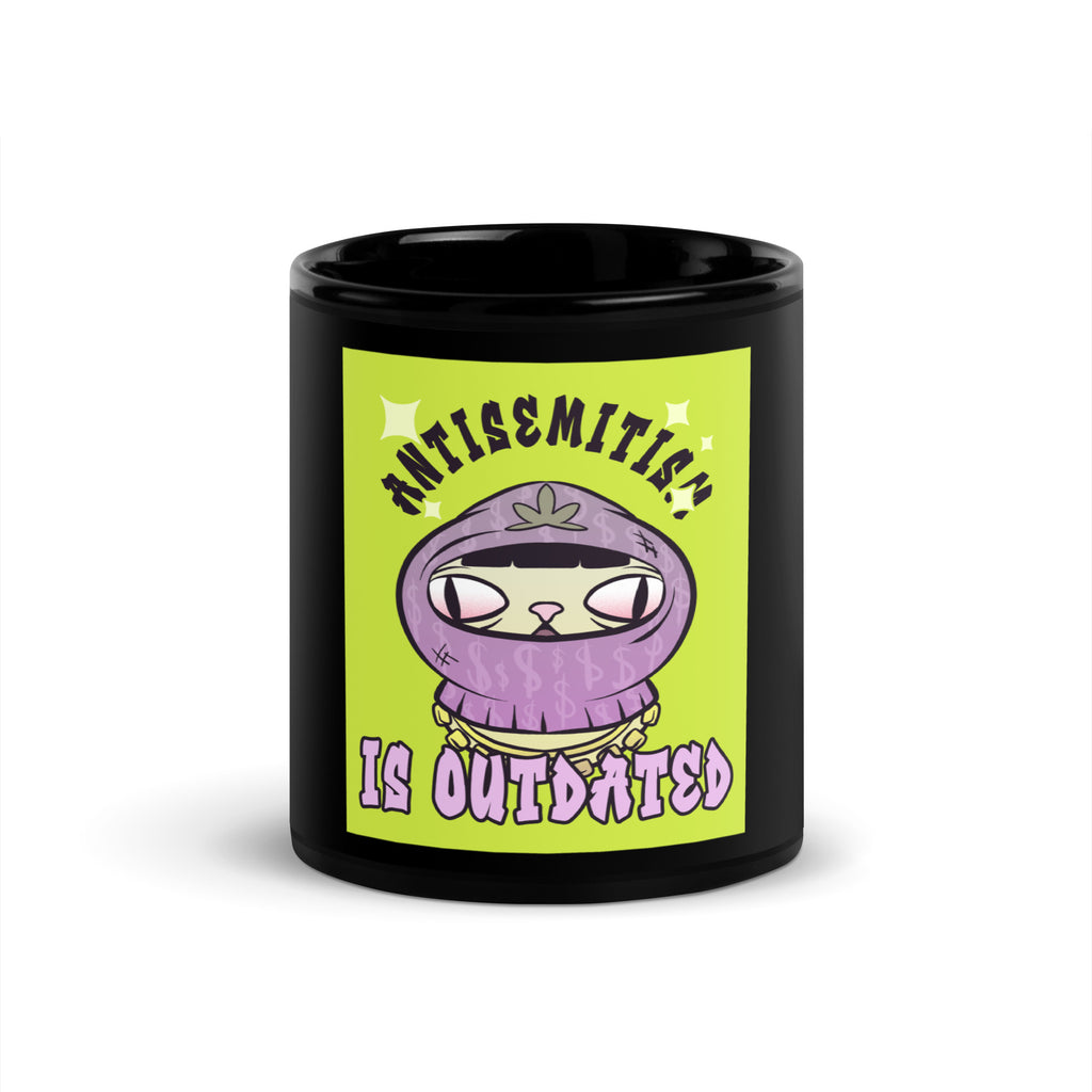 Cool Cat | Antisemitism Is Outdated | Black Glossy Mug