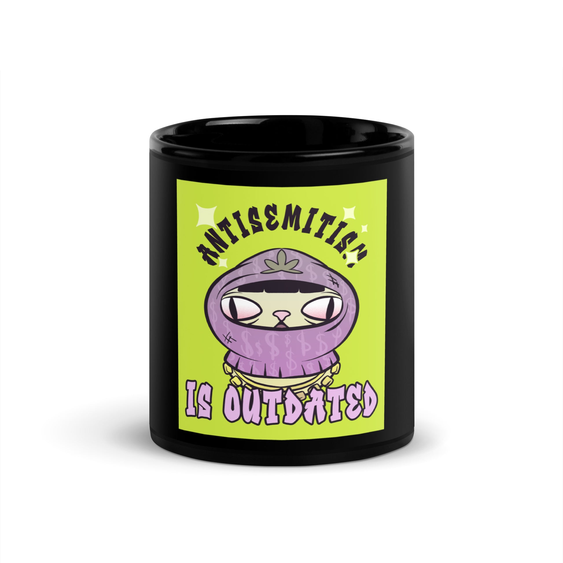 Cool Cat | Antisemitism Is Outdated | Black Glossy Mug