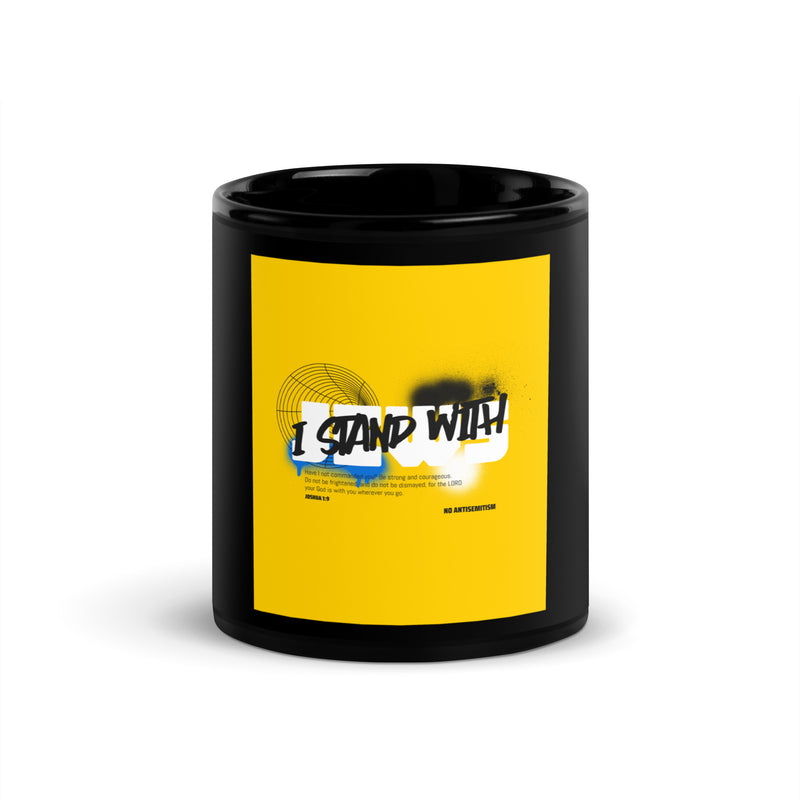 I Stand With Jews Graffiti Bible Verse | Black Glossy Mug