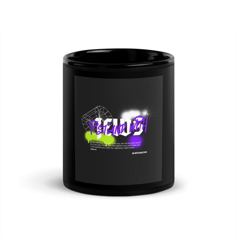 I Stand With Jews Graffiti Bible Verse | Black Glossy Mug