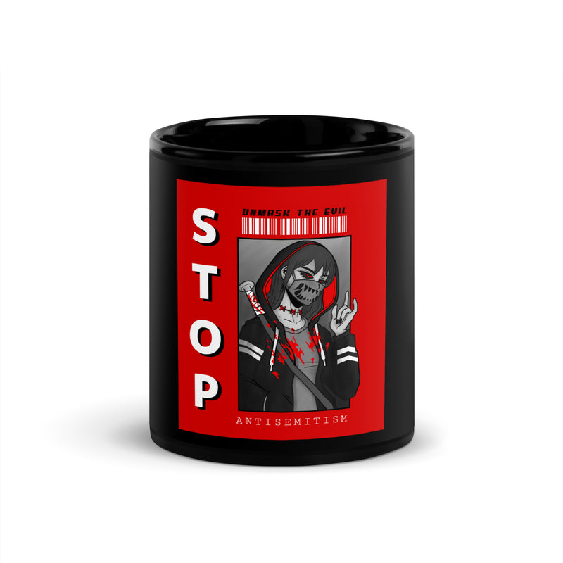 Unmask Evil | Antisemitism | Black Glossy Mug